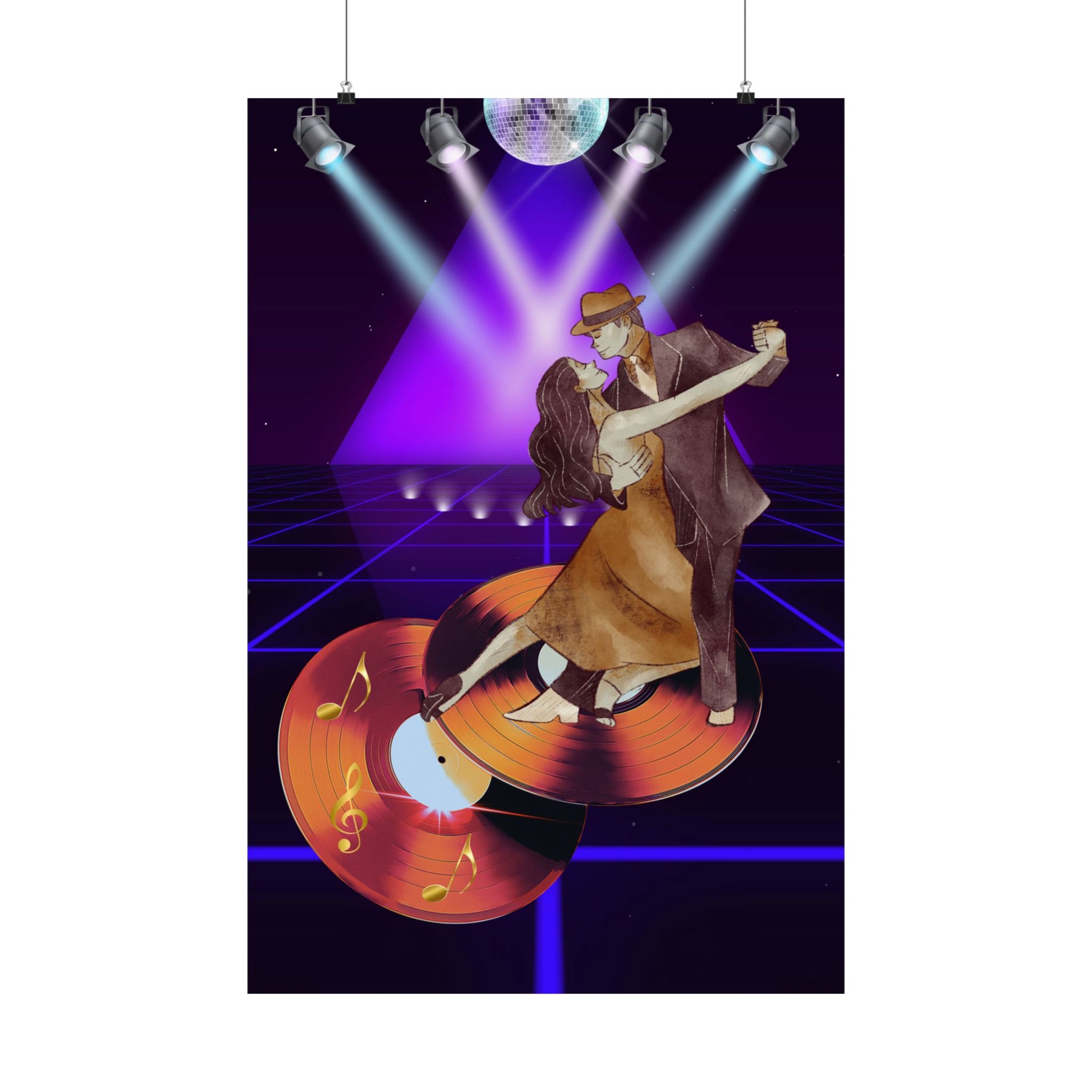 Retro Dance Satin Poster, Vintage Wandkunst, Musikzimmer Dekor, Disco Vibes, Geschenk für Musikliebhaber