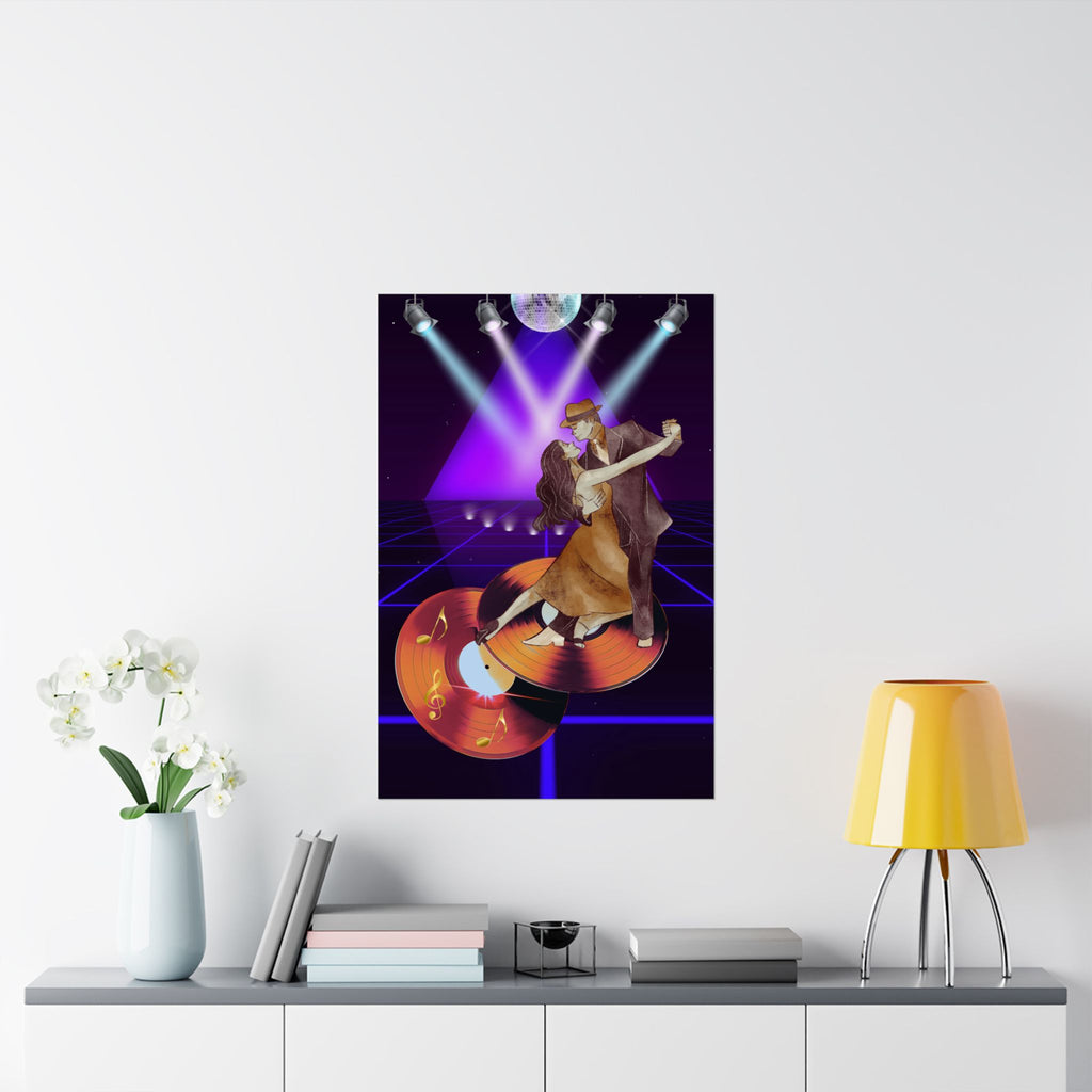 Retro Dance Satin Poster, Vintage Wandkunst, Musikzimmer Dekor, Disco Vibes, Geschenk für Musikliebhaber