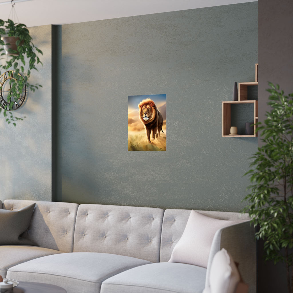 Majestätisches Löwe Satin Poster, Art Decor, Wandkunst, Wildlife Print, Löwenliebhaber Geschenk, Tierkunst, Home Decor