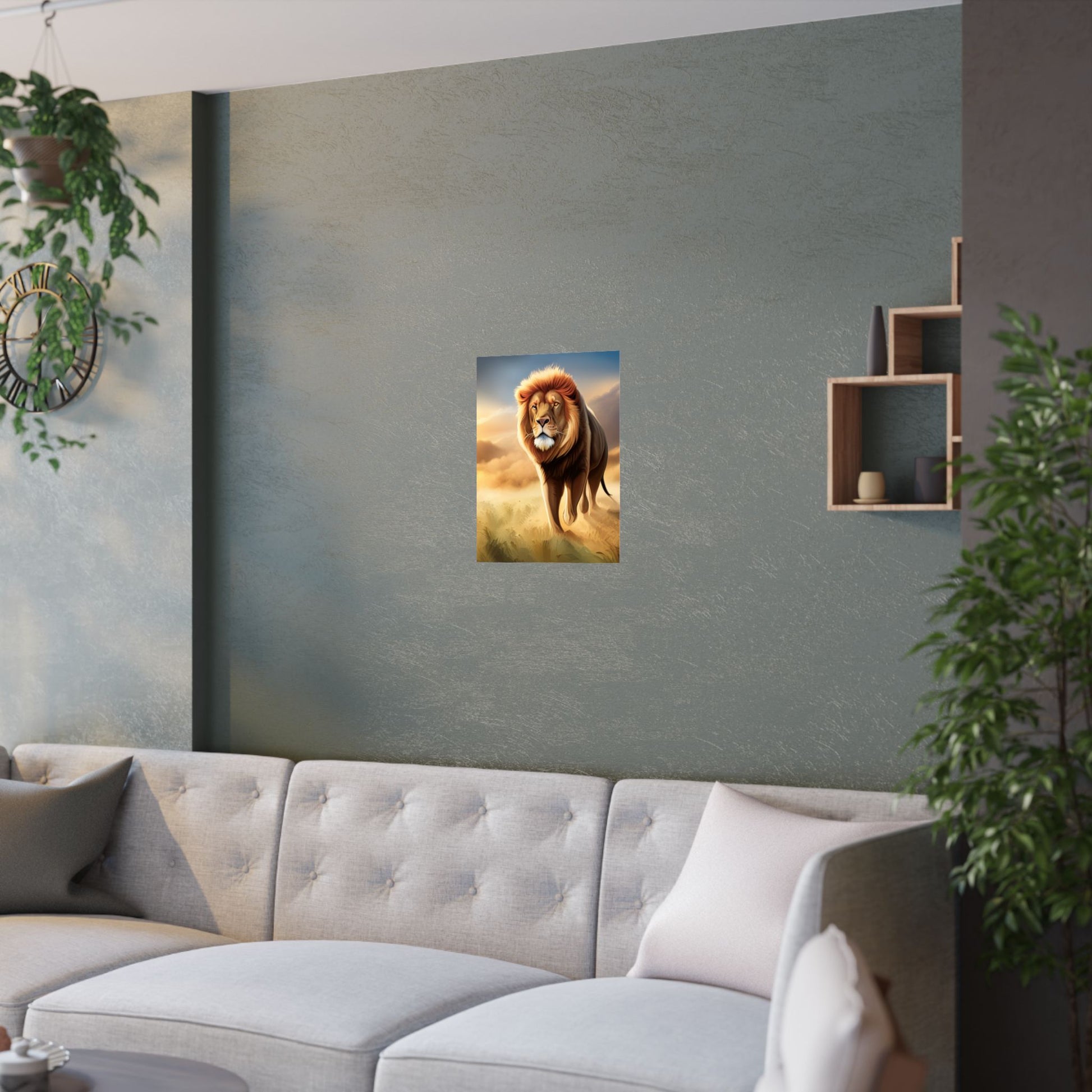 Majestätisches Löwe Satin Poster, Art Decor, Wandkunst, Wildlife Print, Löwenliebhaber Geschenk, Tierkunst, Home Decor
