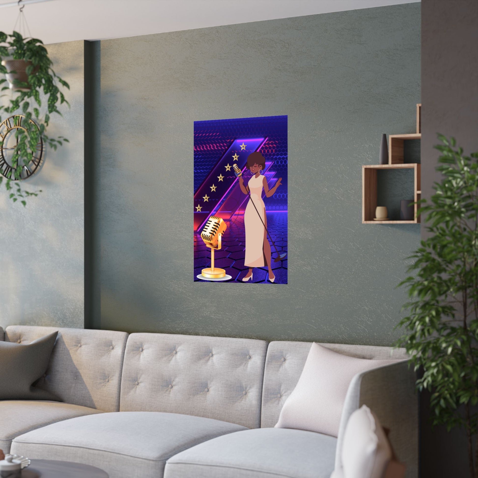 Stylish Satin Poster, Vintage Music Decor, Wall Art for Music Lovers, Gifts for Singers, Retro Aesthetic Home Decor, Unique Art Print