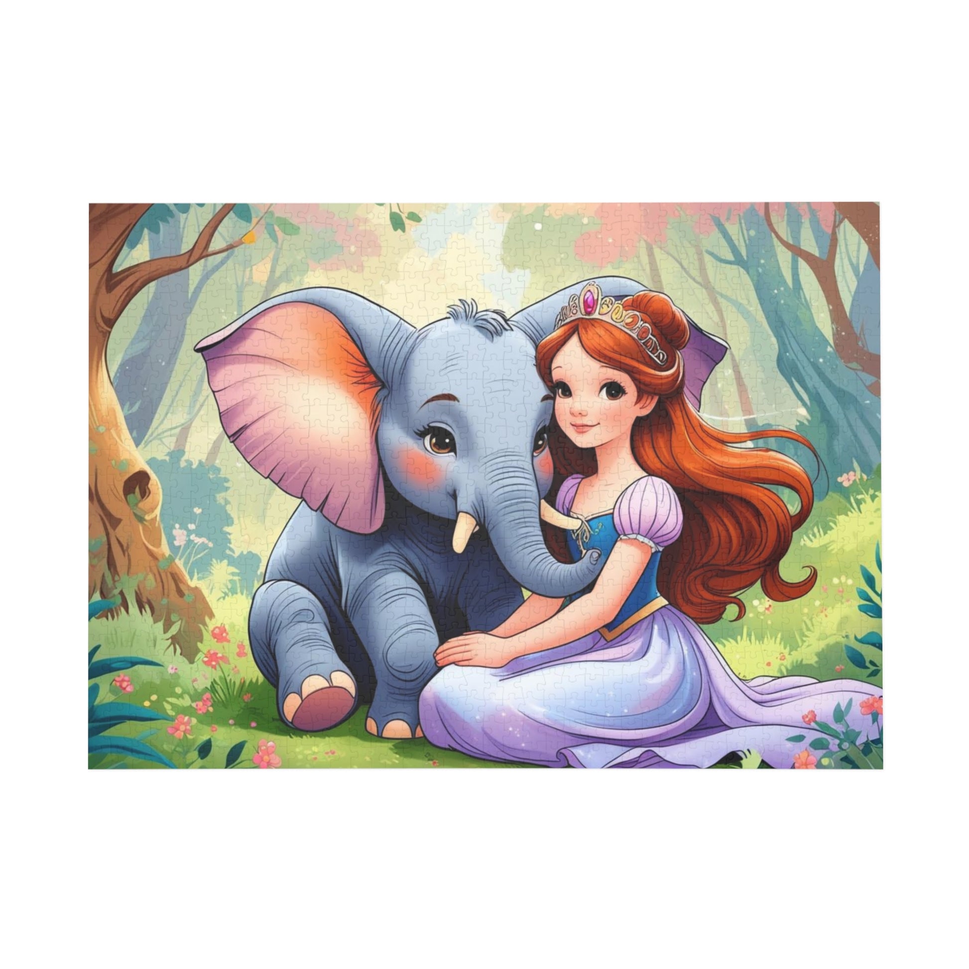 Bezauberndes Prinzessinnen- und Elefanten-Puzzle – Familienspaß, Spieleabend, Kinderaktivität, Geschenk zum Geburtstag, gemütliches Wohndekor