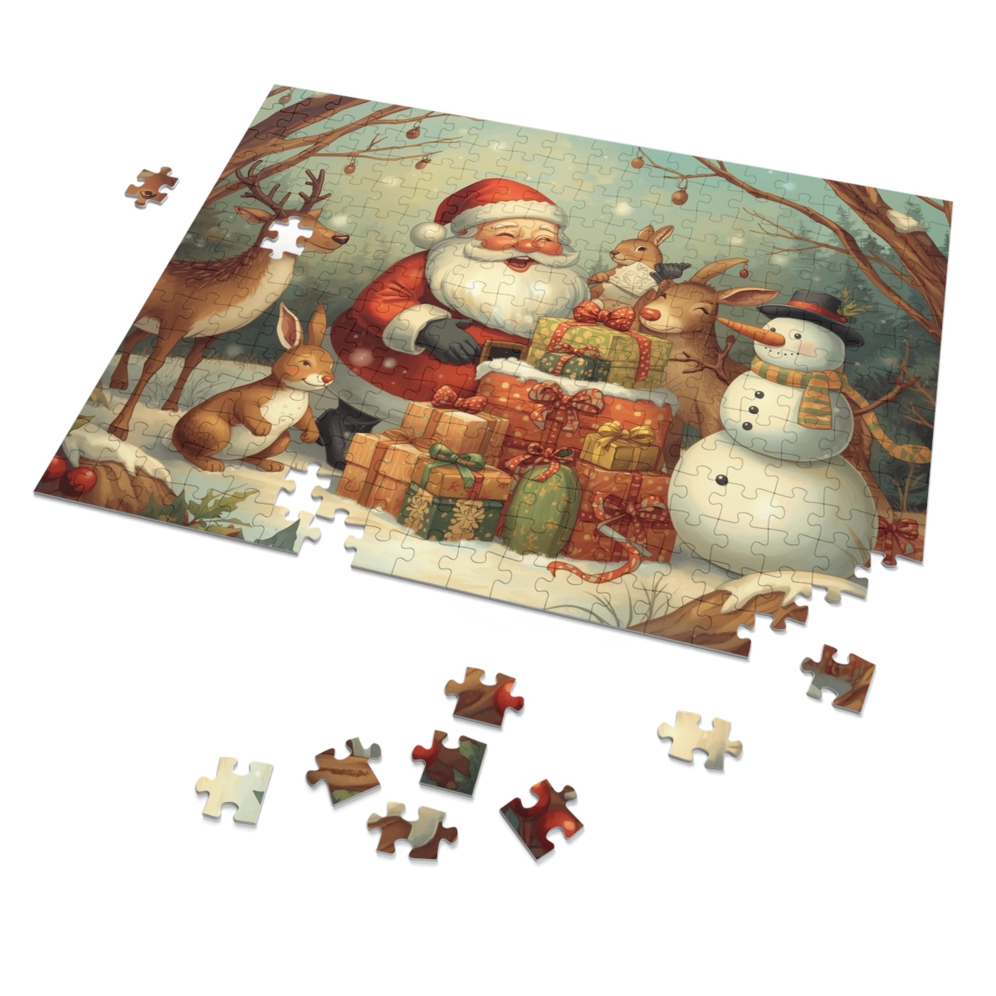 Weihnachtspuzzle, Urlaubsspaß, Familienaktivität, Geschenk für Kinder, Winterdeko, Weihnachtsmann und Freunde