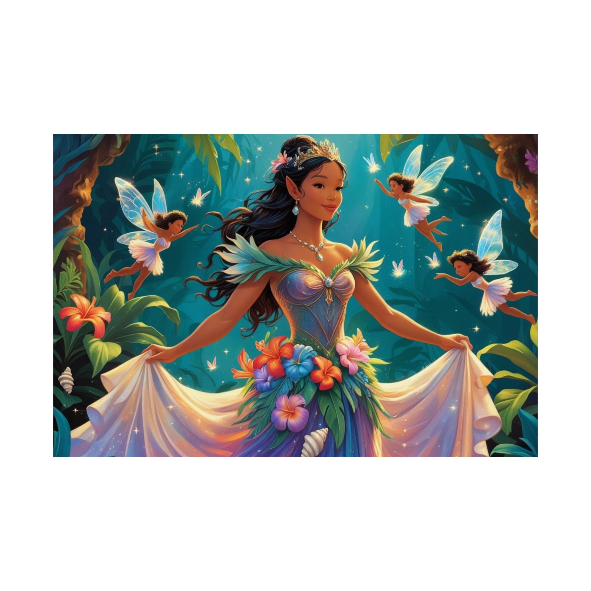 Zauberhafter Feen-Wandkunstdruck, Verträumtes Wohndekor, buntes Poster für Kinderzimmer, Fantasy-Kunst, Geschenk für Feenliebhaber