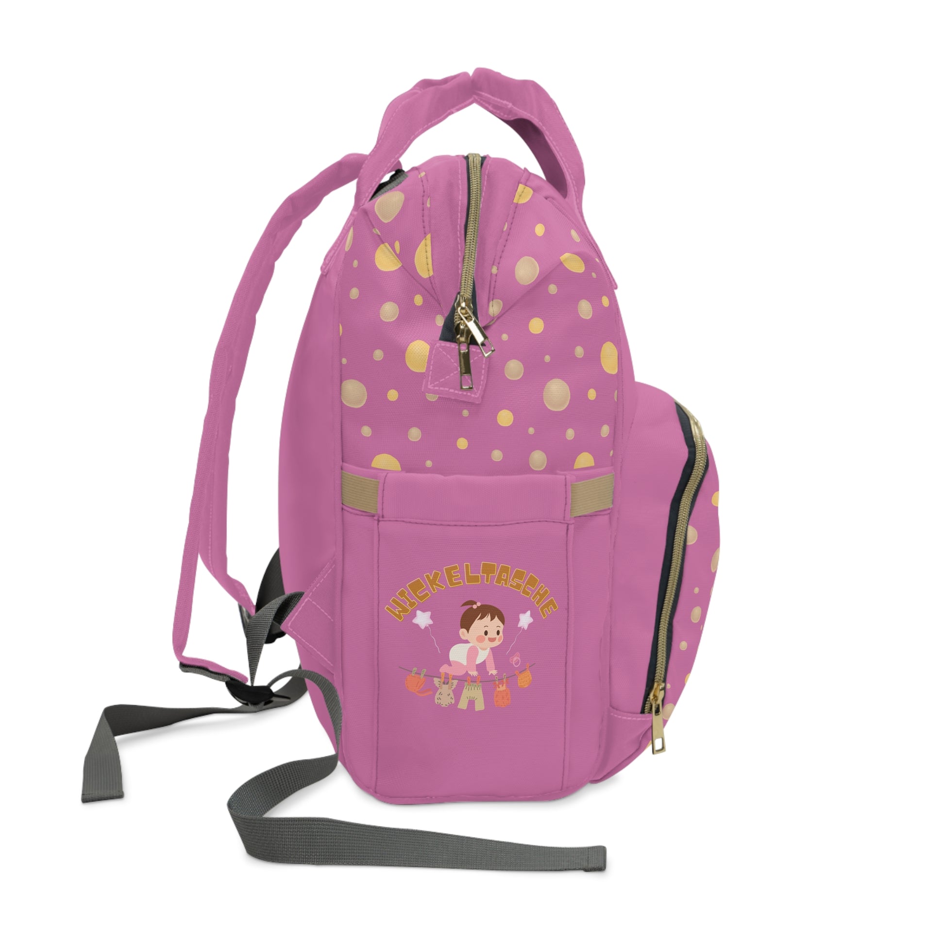Süßer rosa multifunktionaler Wickelrucksack | Stilvolle und praktische Babytasche