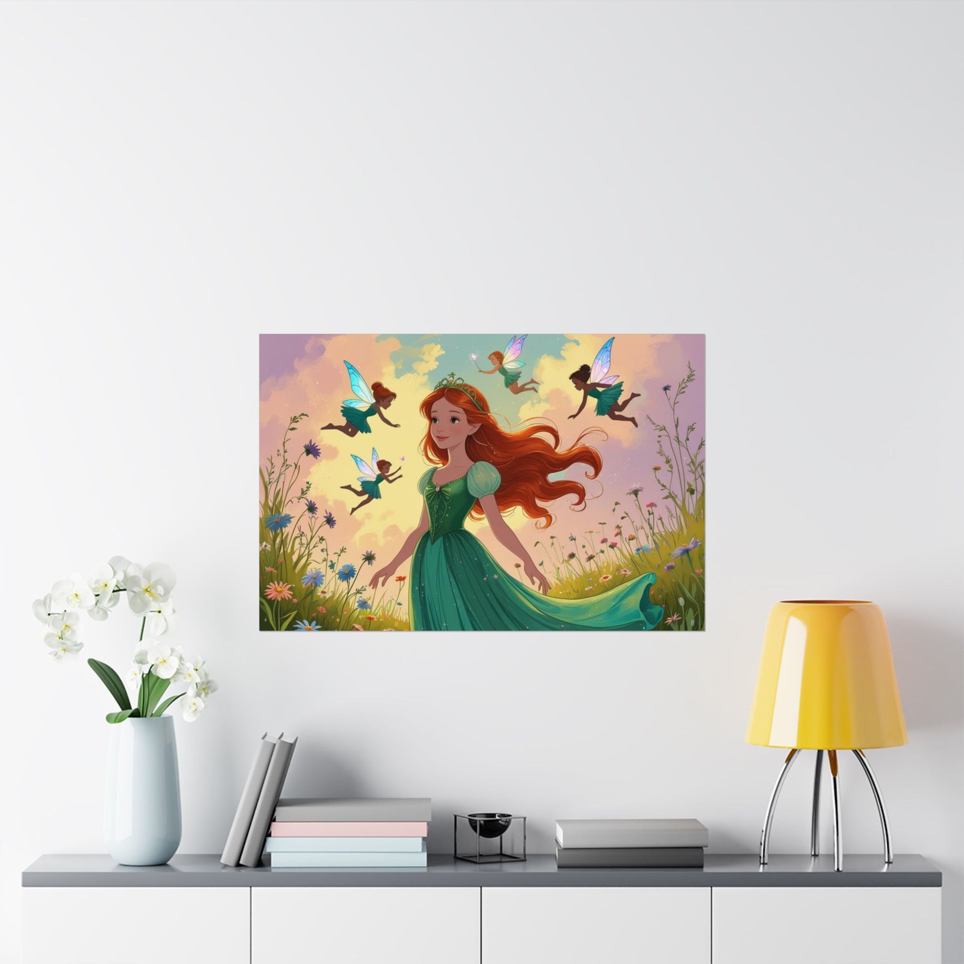 Märchen Satin Poster, Zauberhafte Wandkunst, Zauberhaftes Zimmerdekor, Perfekt für Kinderzimmer, Feen Thema Dekor, Geschenk zum Geburtstag
