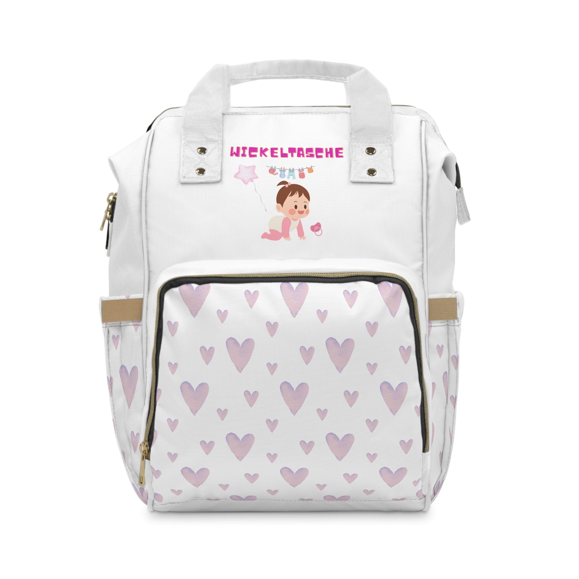 Süßer multifunktionaler Wickelrucksack mit Herz-Design – ideal für junge Mütter