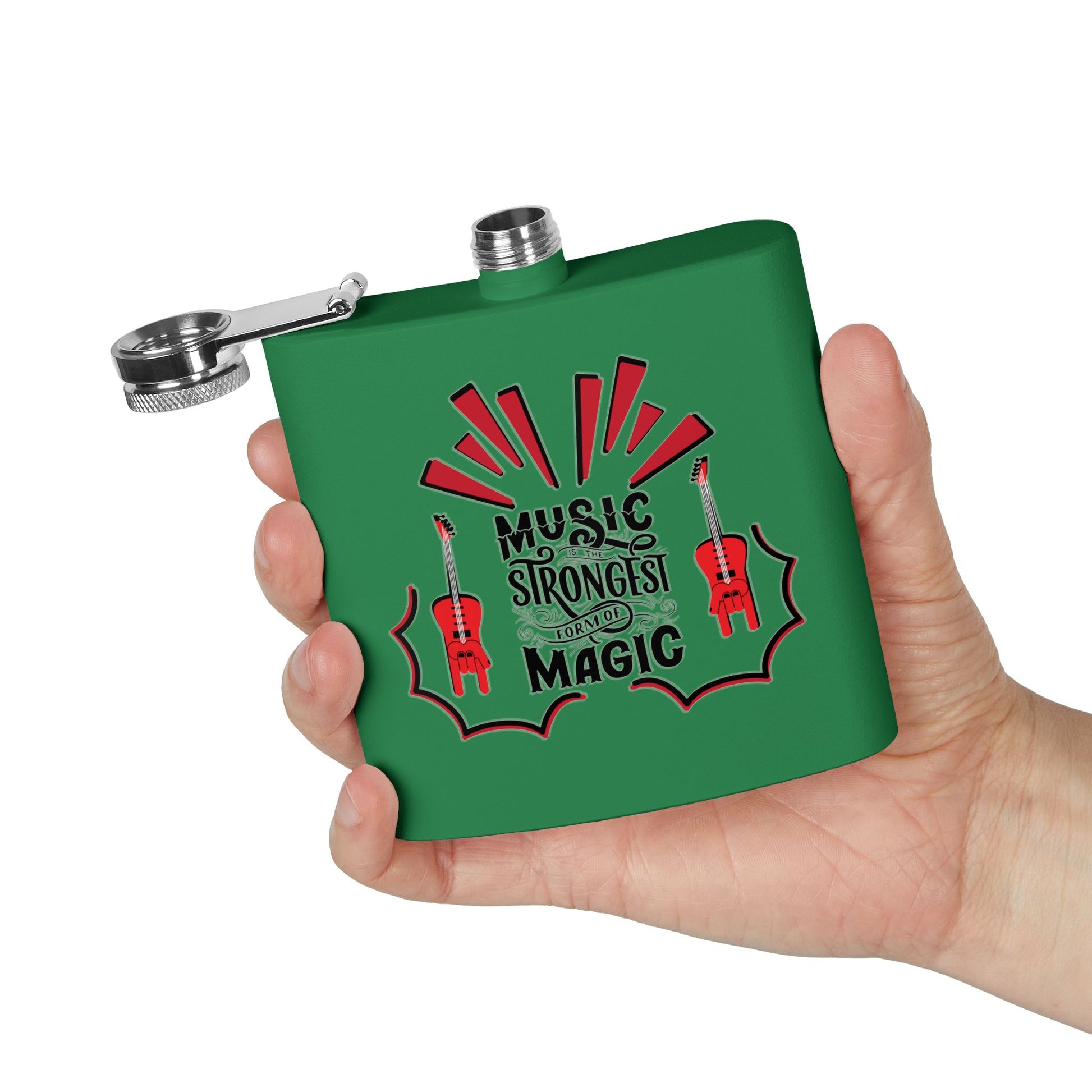 Edelstahl-Flachmann „Music Magic“ – 170 ml – perfektes Geschenk für Musiker und Musikliebhaber