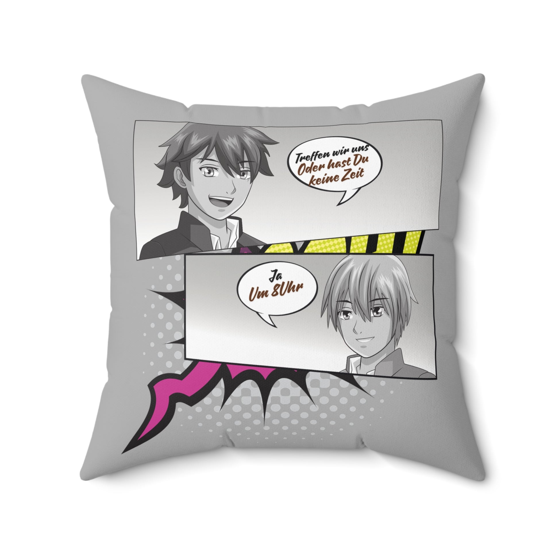 Quadratisches Kissen im Comic-Stil - Lustiges Wohndekor, Manga-Dekor, Anime-Geschenk, gemütliches Kissen, einzigartiges Schlafzimmer-Accessoire