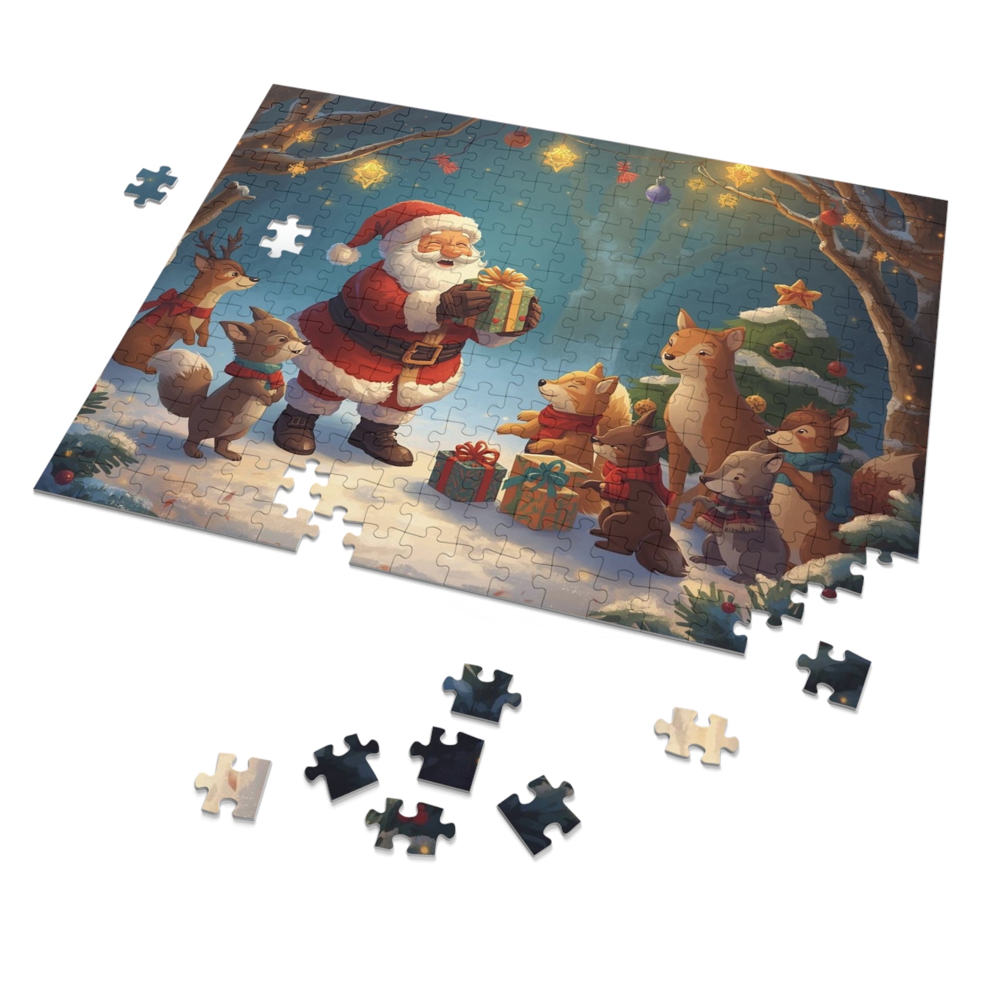 Weihnachtsmanns zauberhaftes Weihnachtspuzzle mit Dose, festliches Familienspiel, Weihnachtsgeschenk für Kinder, gemütliche Winterdekoration, lustige Aktivität für alle Altersgruppen