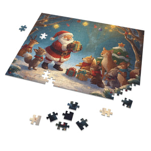 Weihnachtsmanns zauberhaftes Weihnachtspuzzle mit Dose, festliches Familienspiel, Weihnachtsgeschenk für Kinder, gemütliche Winterdekoration, lustige Aktivität für alle Altersgruppen