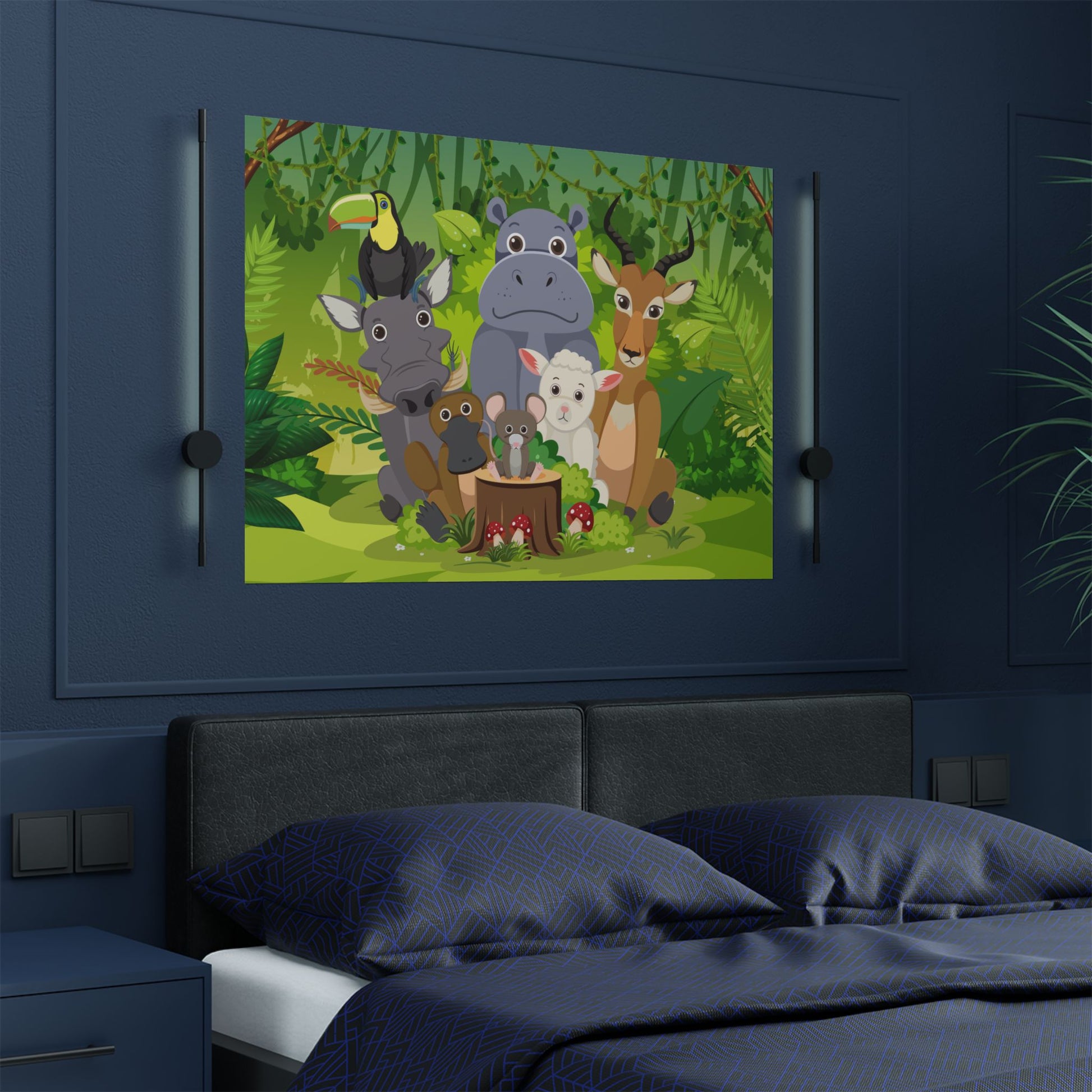 Naturinspirierte Tier-Satin-Poster, Kinderzimmer Dekor, Dschungeltiere Wandkunst, Kinderzimmer Wanddekoration, Geschenk für Tierliebhaber