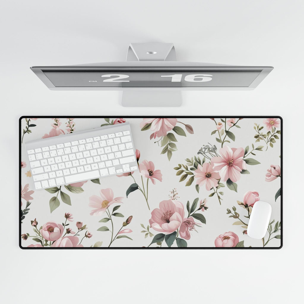 Florale Schreibtischmatte - Elegantes Arbeitsplatzdekor, Büroaccessoire, Geschenk für Sie, Home Office Matte, großes Mauspad