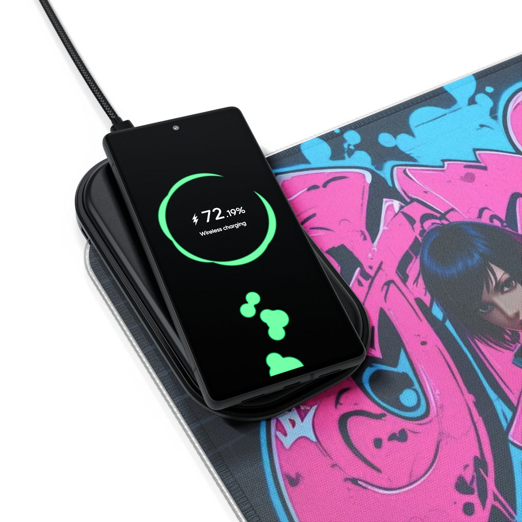 LED-Gaming-Mauspad mit kabelloser Aufladung, RGB-Leucht-Schreibtischmatte, Gamer-Zubehör, coole Gaming-Geschenke, Bürodekor