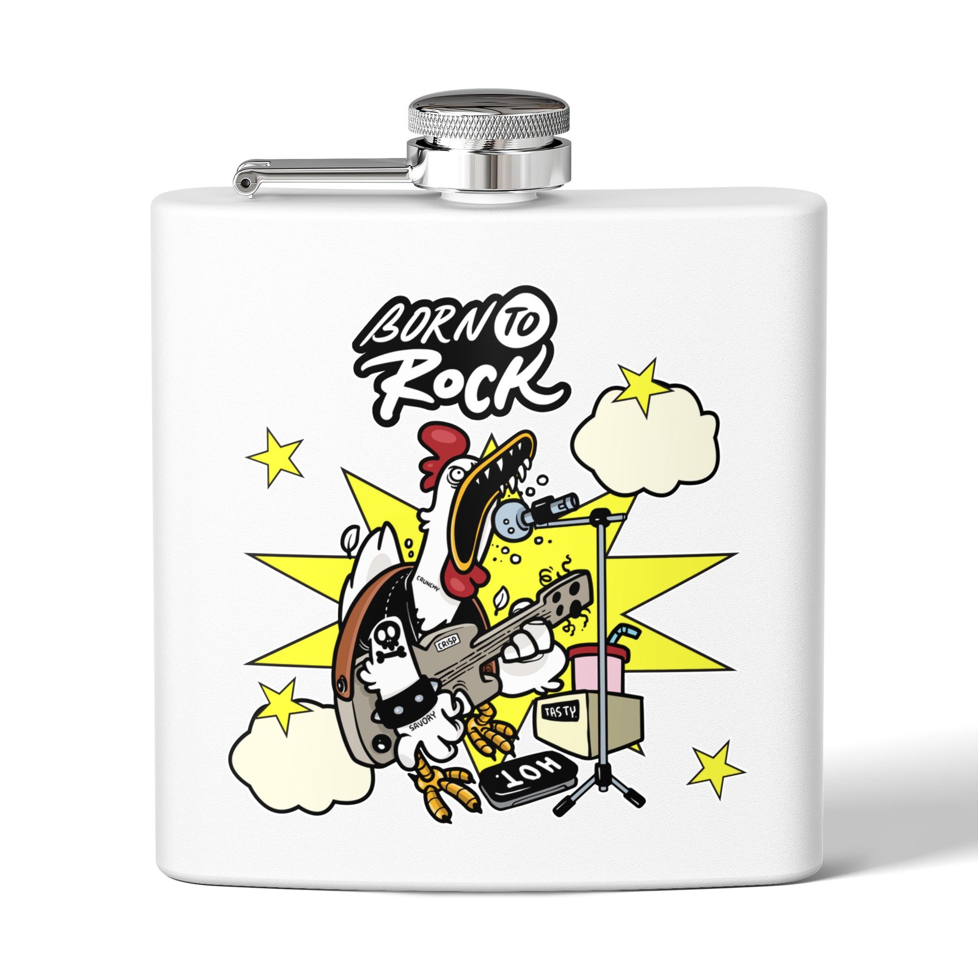 Edelstahl-Flachmann „Born to Rock“ – 170 ml Party-Accessoire zum Thema Musik