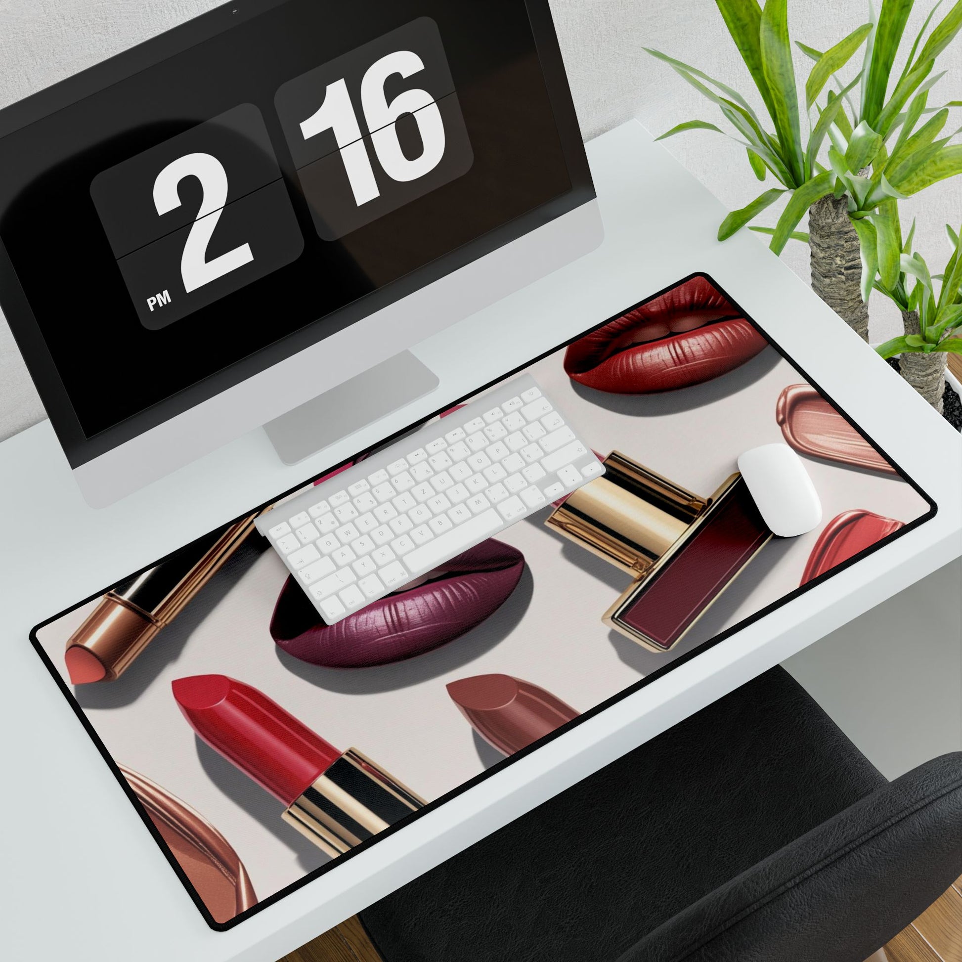 Schicke Lippenstift-Schreibtischmatte | Makeup-inspirierte Schreibtischunterlage, Bürodekor, Geschenk für Beauty-Liebhaber, mädchenhaftes Arbeitsplatz-Accessoire