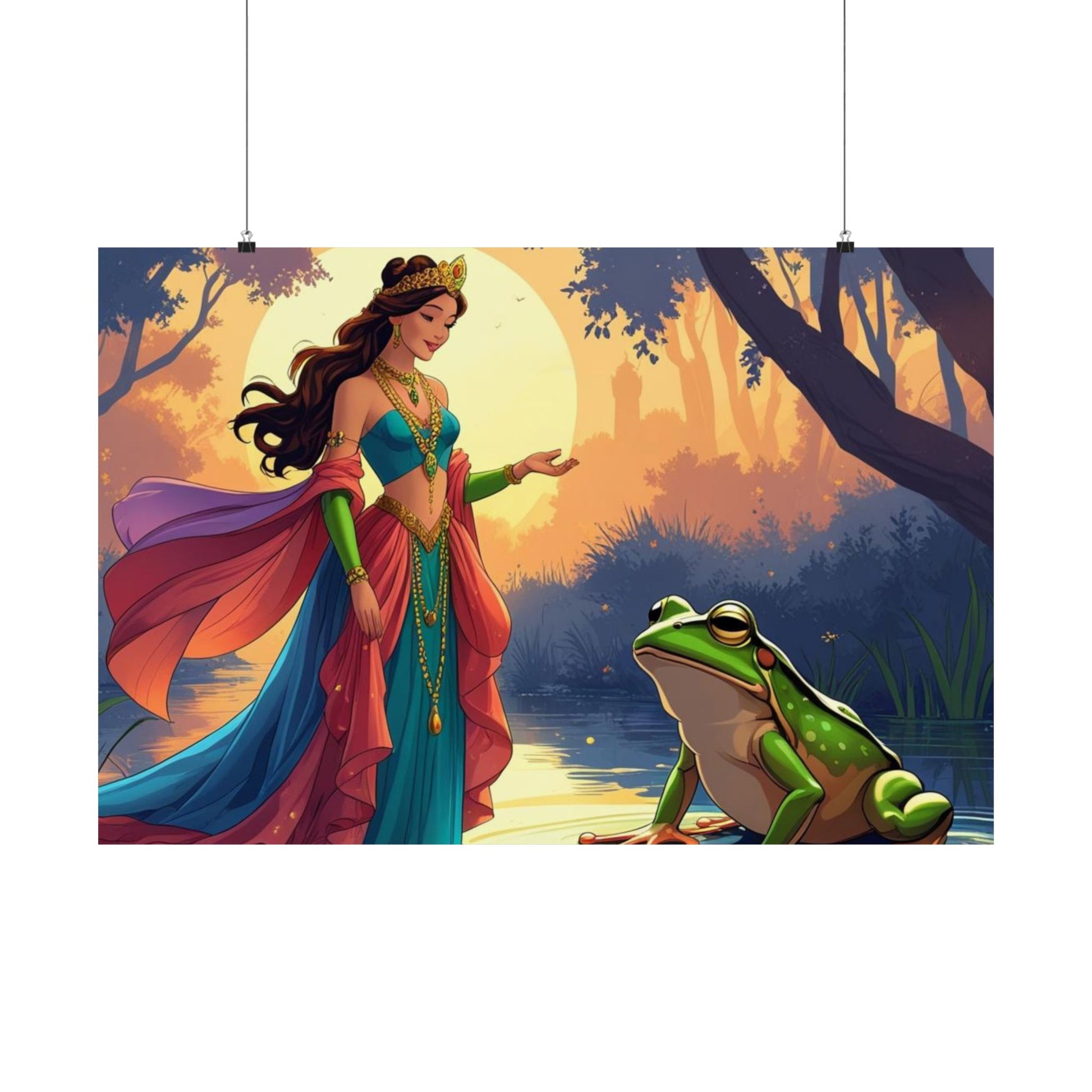 Zauberwald Satin Poster, Wunderliche Wandkunst, Prinzessinnen Dekor, Märchenzimmer, Geschenk für Disney Liebhaber, Zauberhaftes Kunstwerk