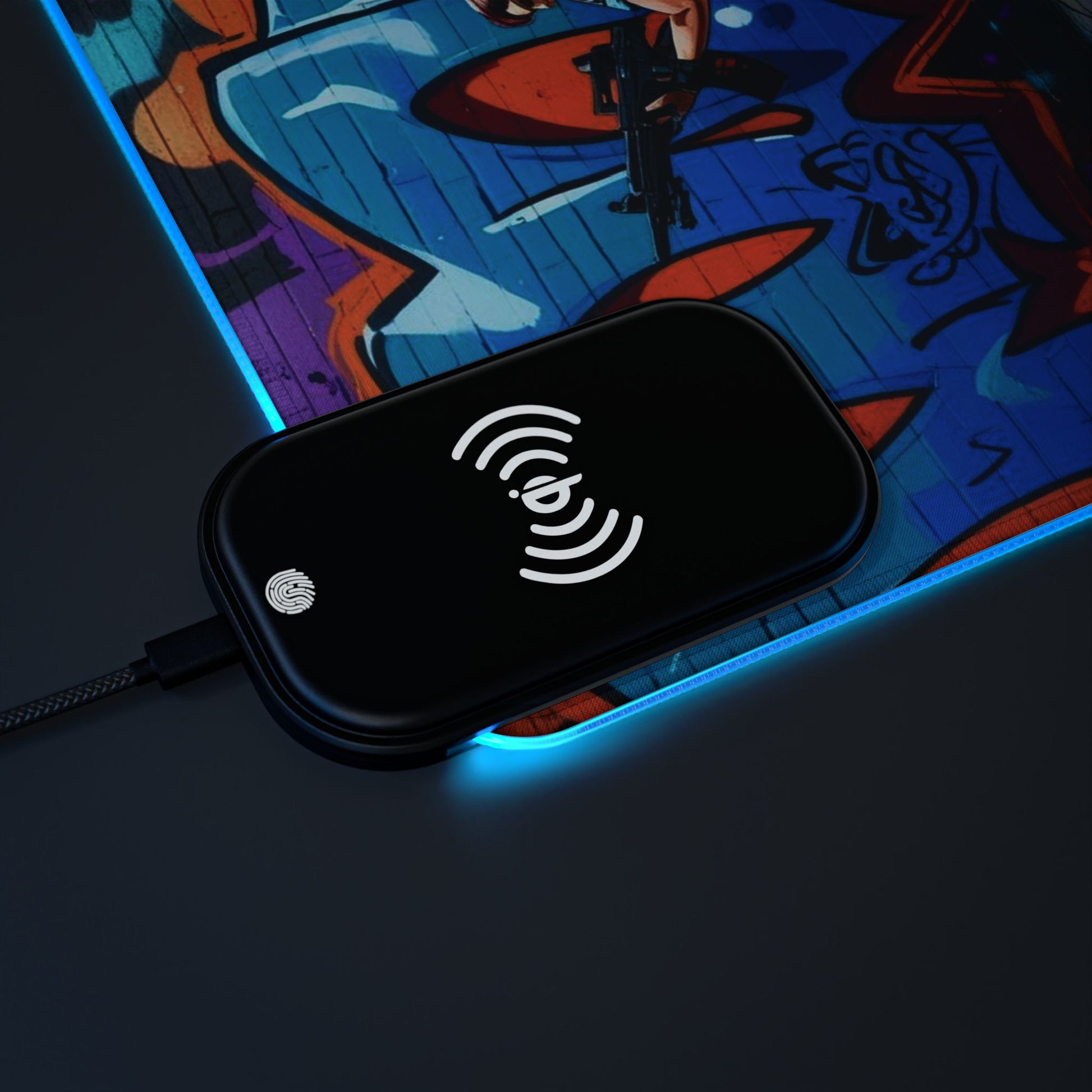 LED-Gaming-Mauspad mit kabelloser Aufladung – Bunte Gamer-Ausrüstung, Büroutensilien, Geschenk für Gamer, Schreibtischzubehör, elektronische Geschenke