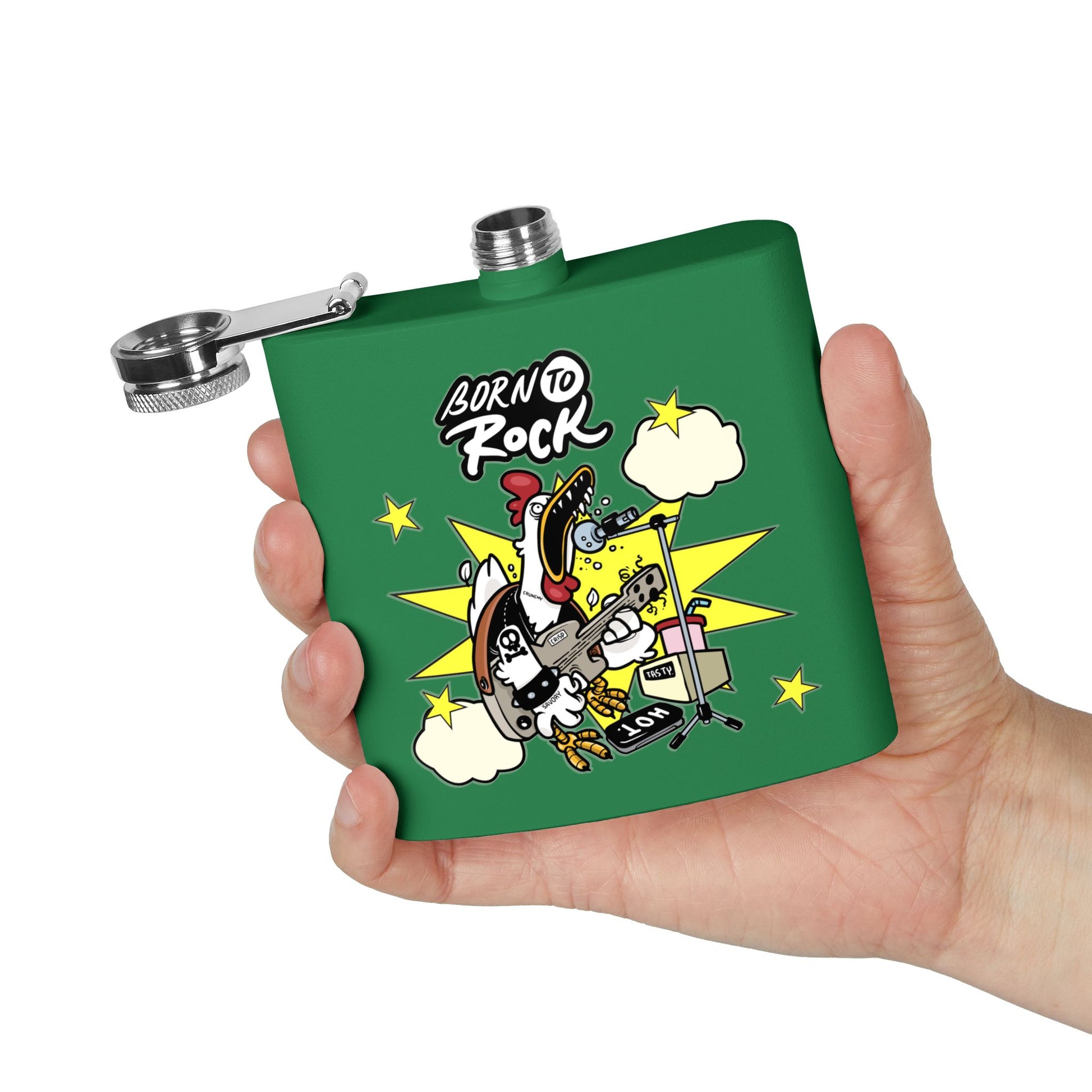 Edelstahl-Flachmann „Born to Rock“ – 170 ml Party-Accessoire zum Thema Musik