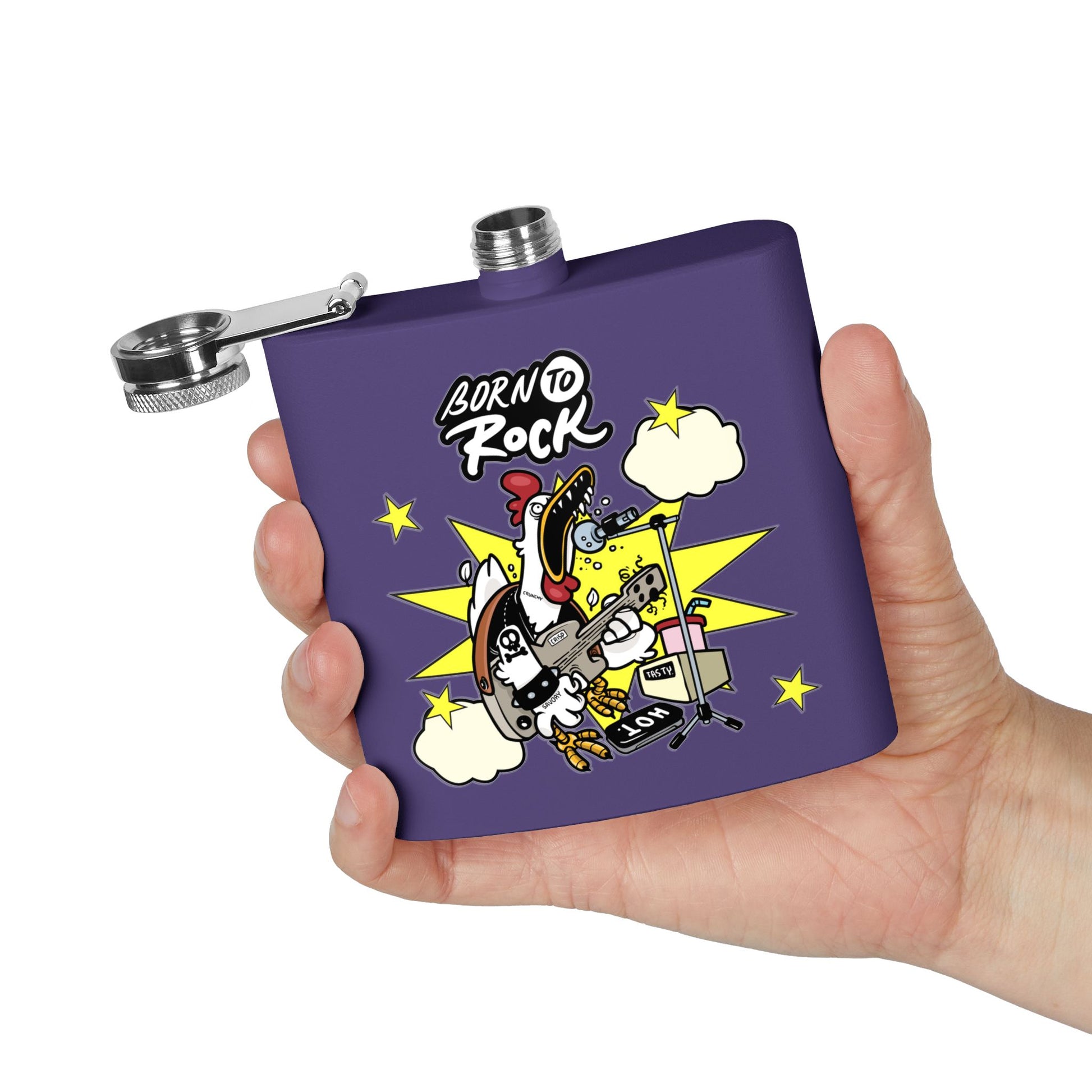 Edelstahl-Flachmann „Born to Rock“ – 170 ml Party-Accessoire zum Thema Musik