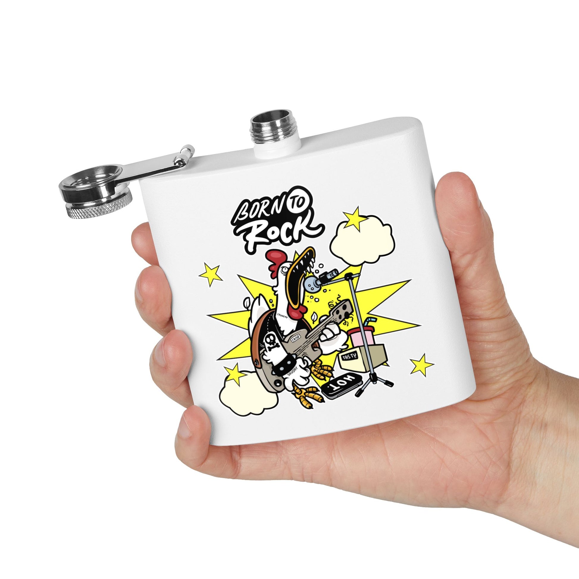 Edelstahl-Flachmann „Born to Rock“ – 170 ml Party-Accessoire zum Thema Musik