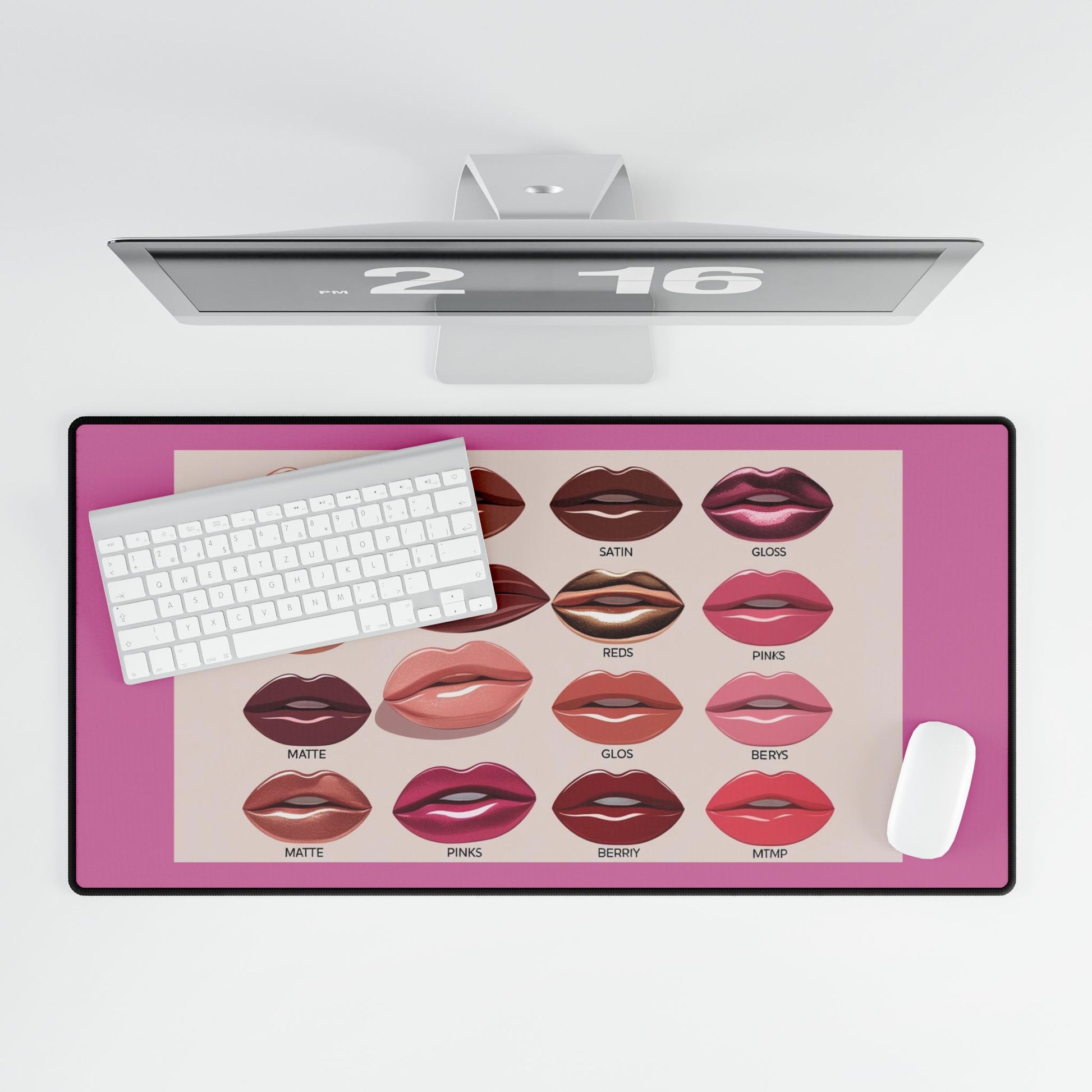 Lippenstiftfarbene Schreibtischunterlage - Glamouröses Bürodekor, Beauty-Geschenk, Schreibtischaccessoire für Makeup-Liebhaber, stilvolle Arbeitsplatz-Essentials