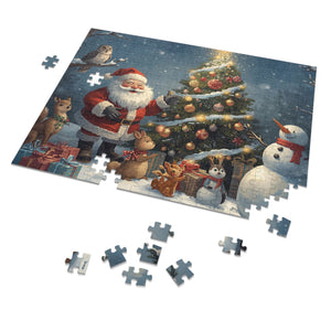 Festliches Weihnachtspuzzle mit Dose, Weihnachtsmannpuzzle, Weihnachtsfamilienspiel, Winterdeko, Lustiges Geschenk für Puzzleliebhaber, Weihnachtsaktivität