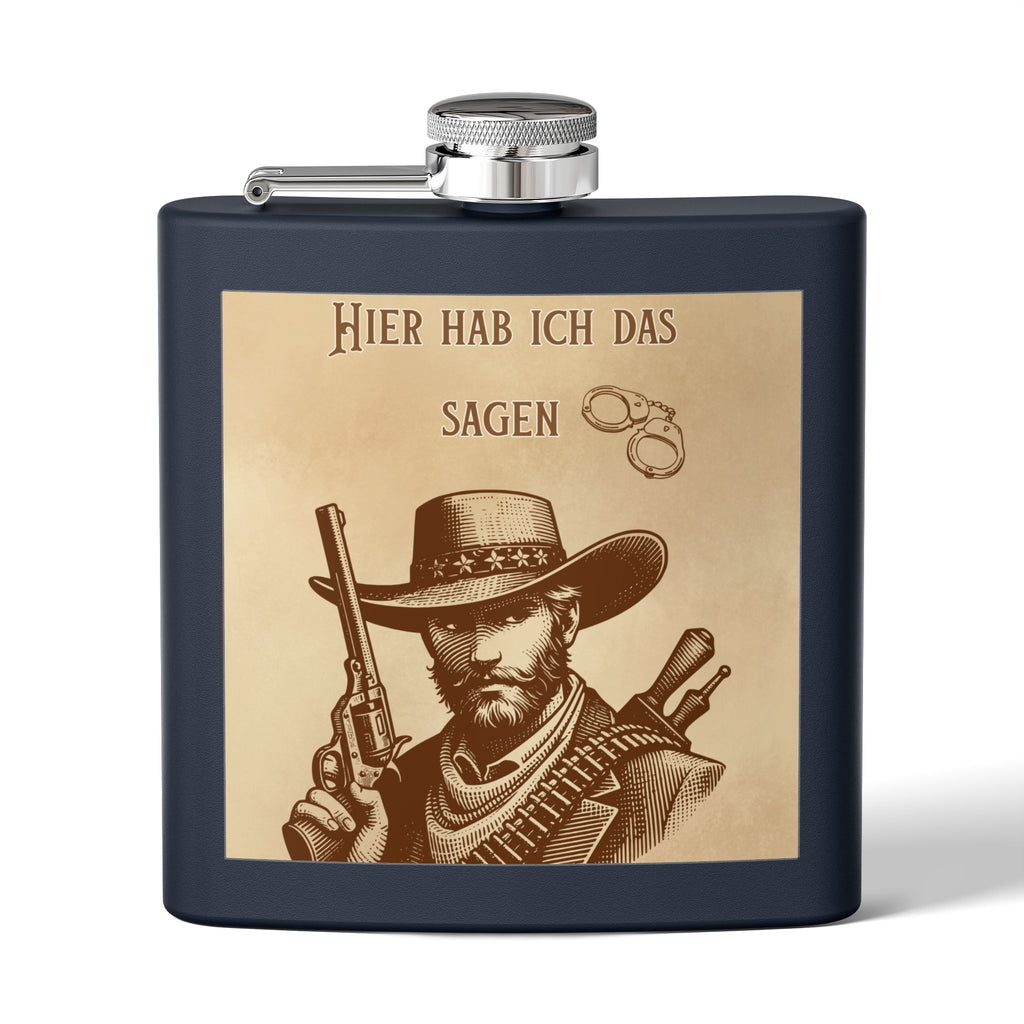 Western Cowboy Flask, Einzigartiges Bräutigam Geschenk, Rustikales Dekor, 6oz Edelstahl Flachmann, Cowboy Themen Barware, personalisierter Whisky Flask