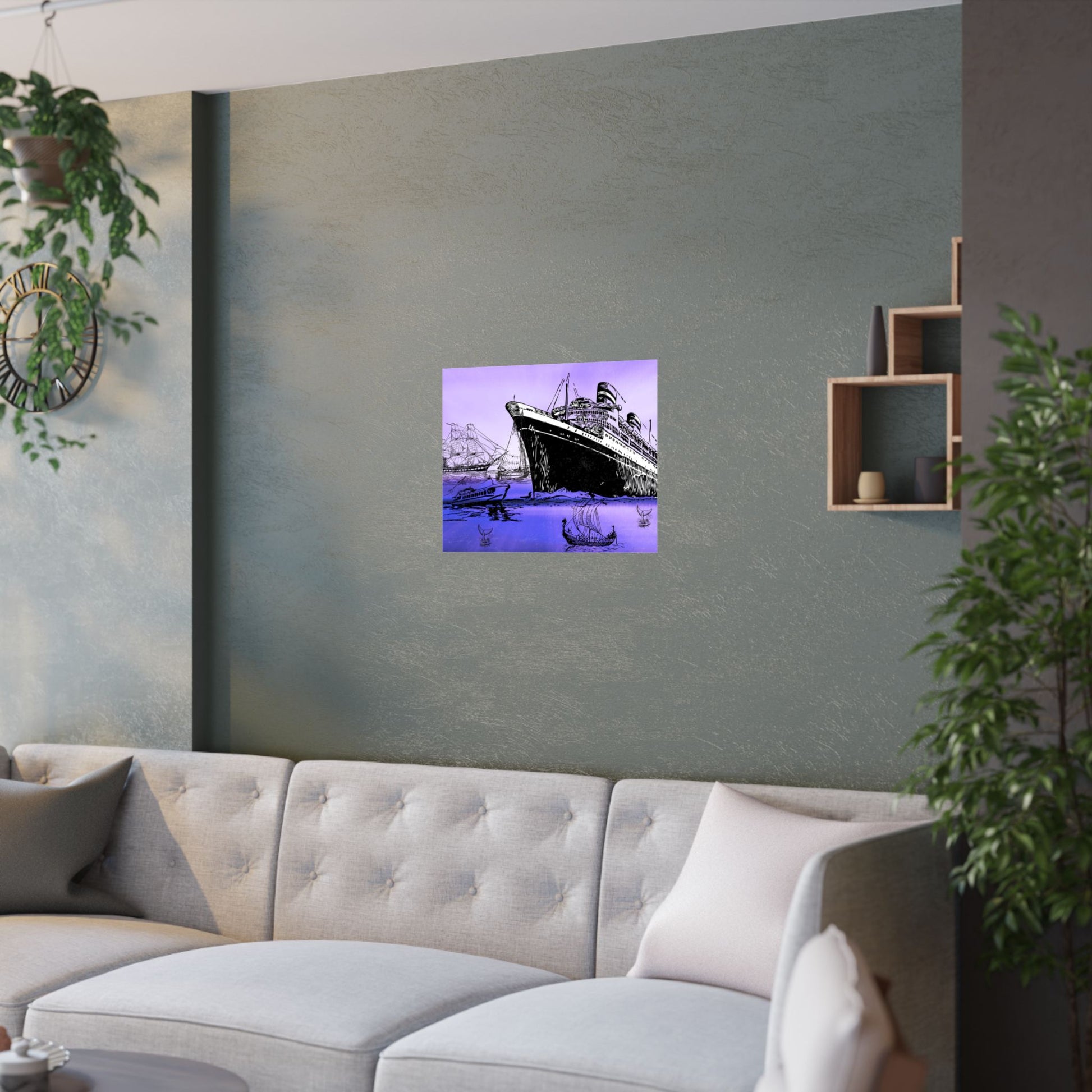 Maritimes Satin Poster, Vintage Schiffskunst Dekoration, Maritimes Dekor für Zuhause, Maritime Geschenke, Maritime Wandkunst