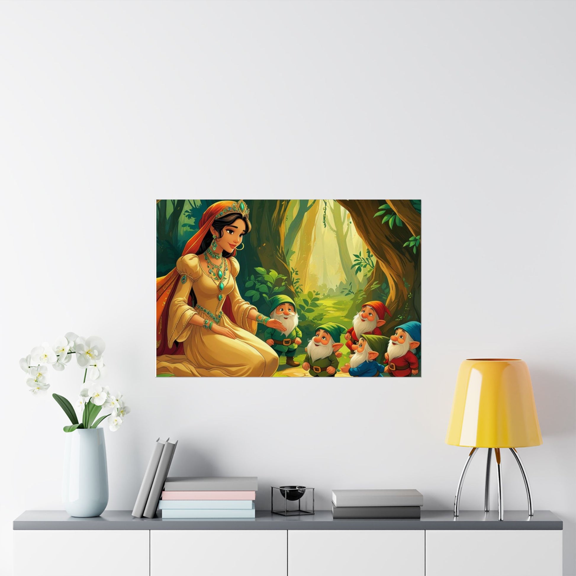 Zauberhafte Satin Wandkunst, Zauberhafter Wald Kunstdruck, Wunderliches Wohndekor, Märchen Poster, Kinderzimmer Wanddekoration