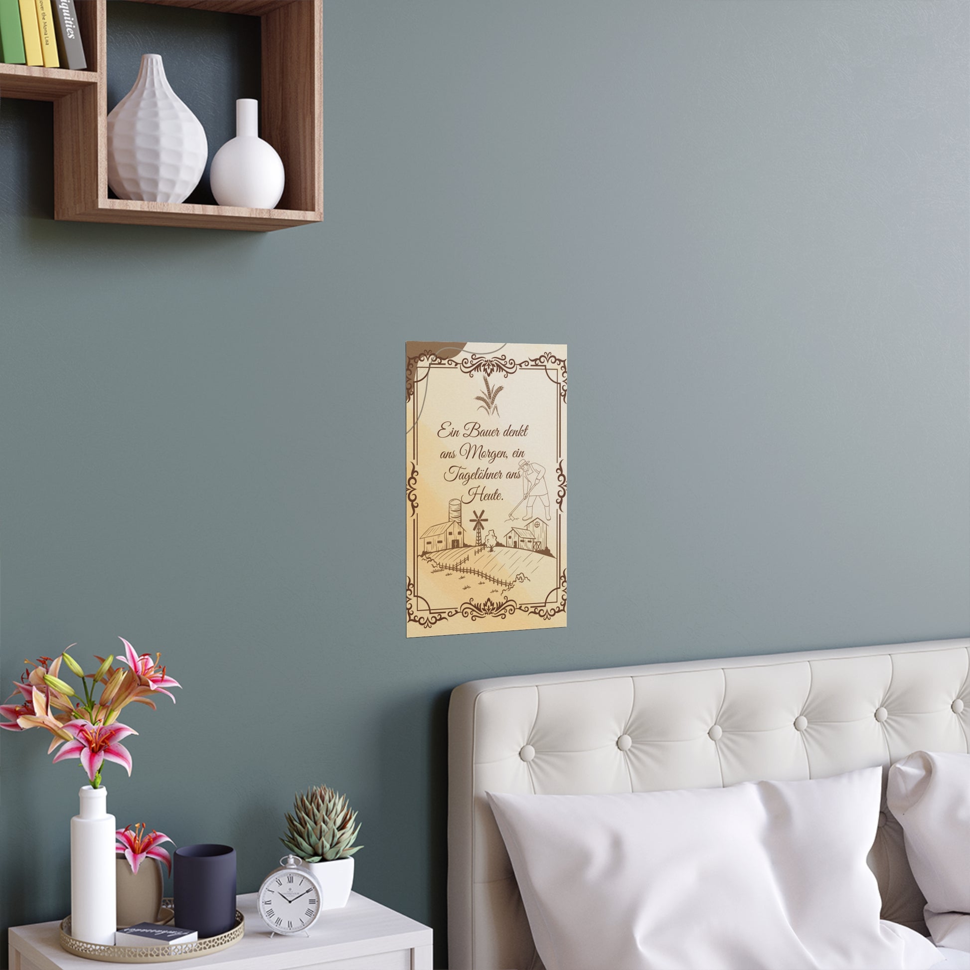 Vintage Bauernhaus Seidenposter, Rustikales Wanddekor, Bauernhaus Kunstdruck, Wohndekoration, Geschenk für Landlebensliebhaber