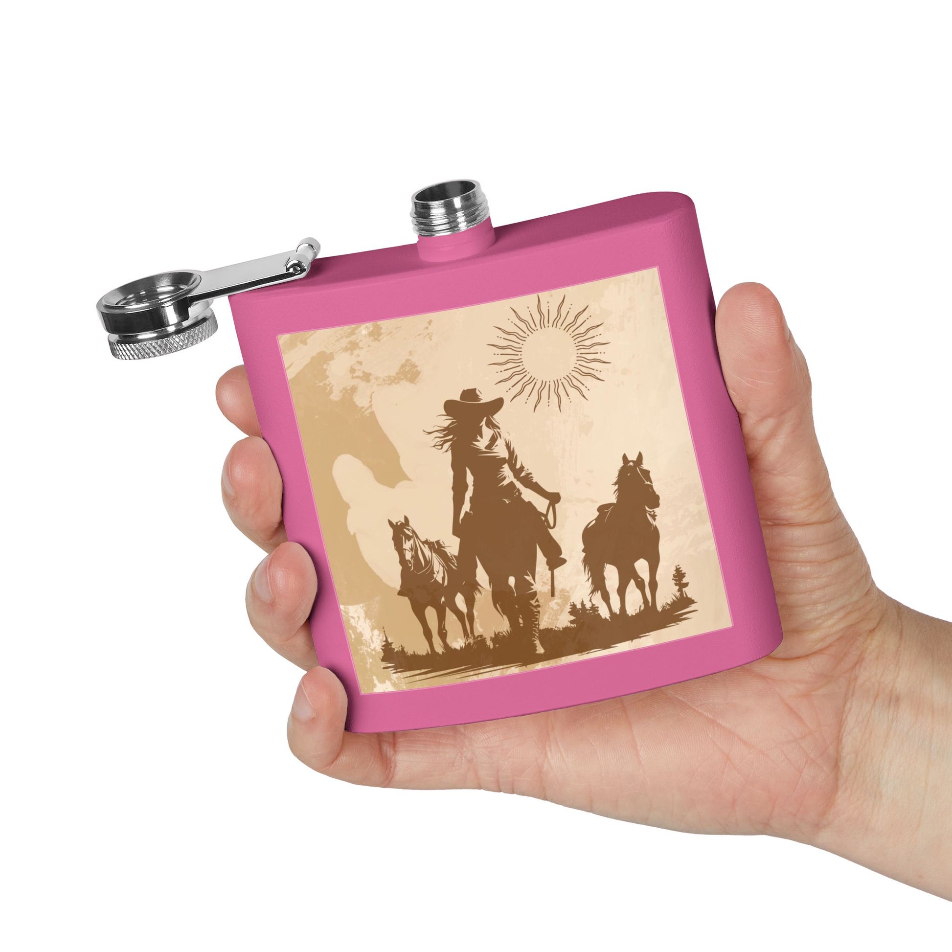 Western Cowboy Flask, Rustikale Geschenke für Männer, Cowboy Flask, personalisiertes Geschenk für Pferdeliebhaber, Cowboy Dekor, Abenteuerausrüstung