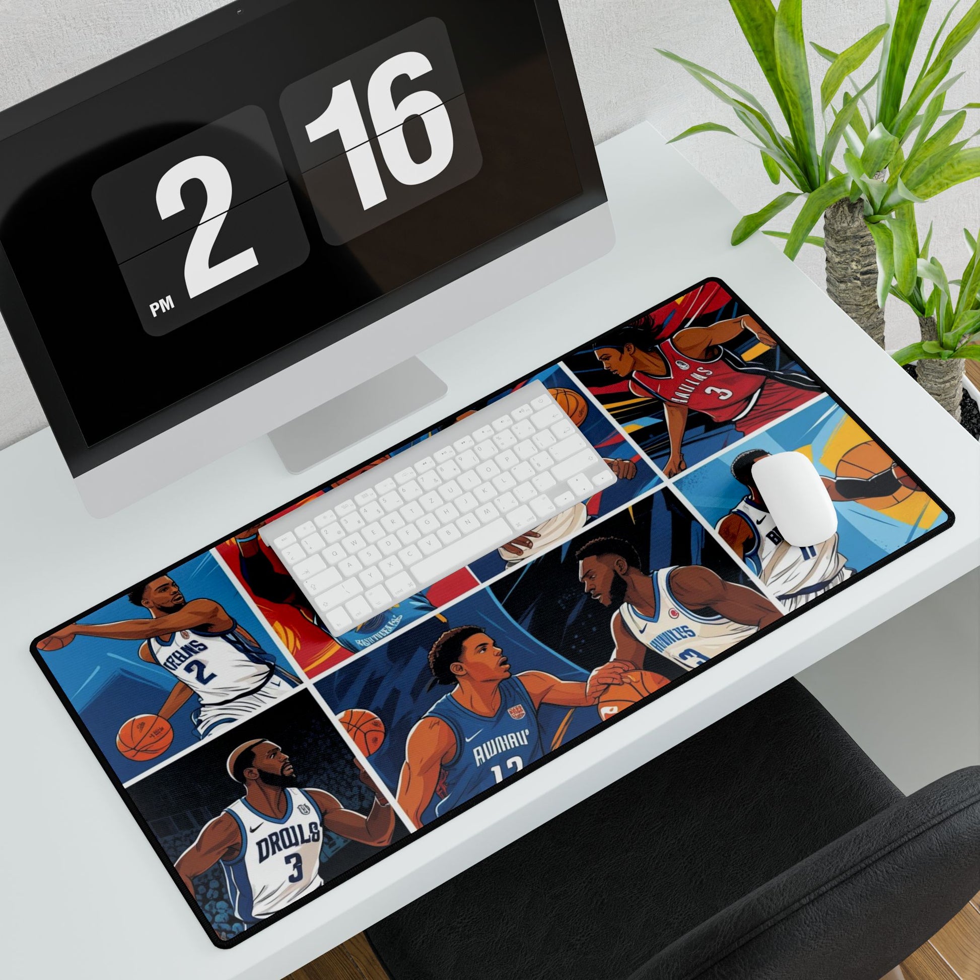 Dynamische Basketball-Schreibtischmatte für Gamer, Sportbegeisterte, Bürodekor, einzigartiges Geschenk, funktionales Mauspad