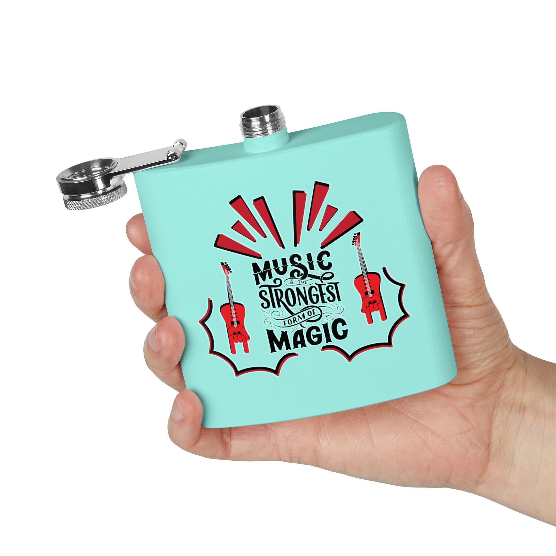 Edelstahl-Flachmann „Music Magic“ – 170 ml – perfektes Geschenk für Musiker und Musikliebhaber