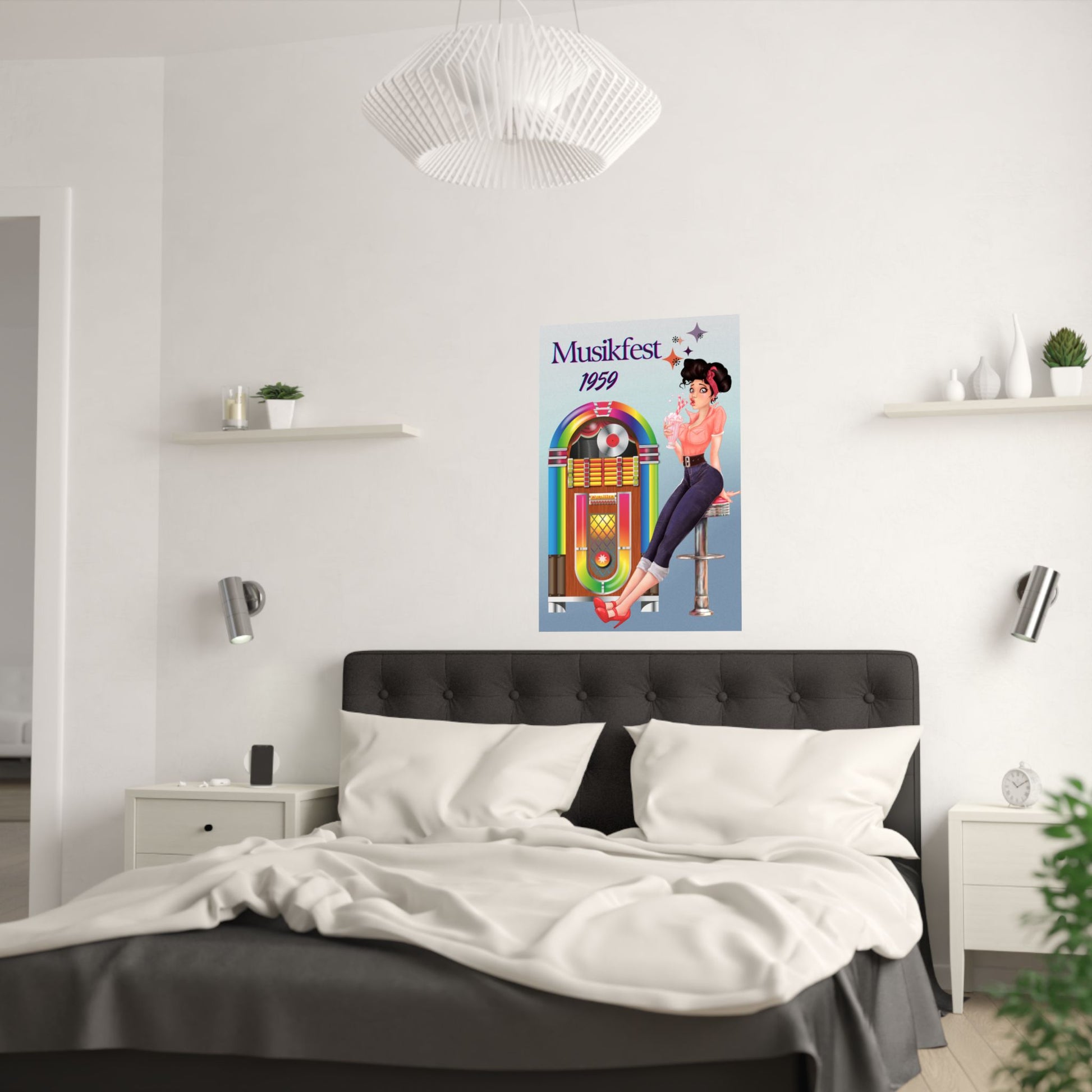 Retro Musik Festival Poster, Vintage Jukebox Kunstdruck, Nostalgisches Dekor für Musikliebhaber, 50er Jahre Wandkunst, Einzigartige Geschenkidee