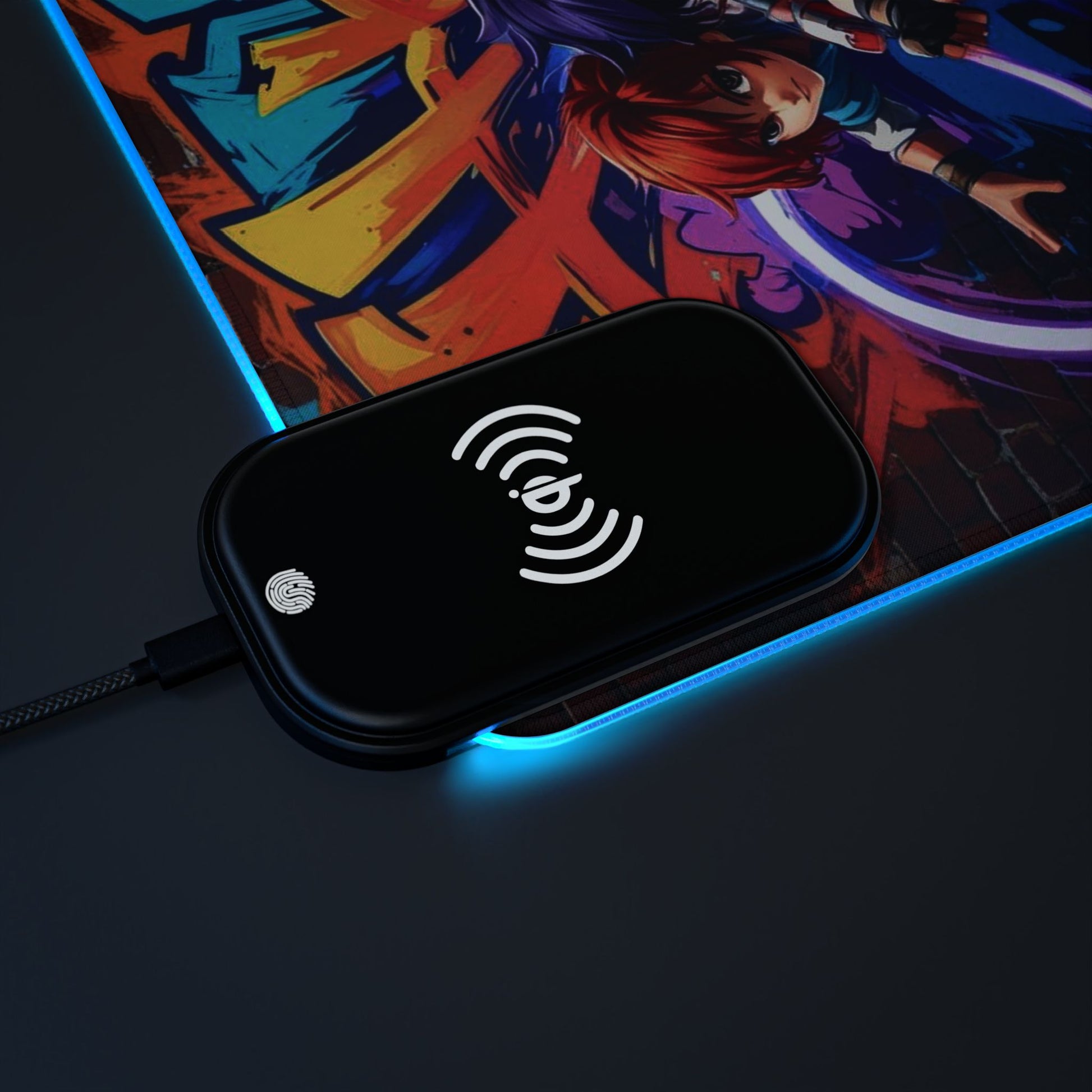 LED-Gaming-Mauspad mit kabelloser Aufladung – Perfekt für Gamer, Gaming-Setup-Dekor, Schreibtischzubehör, Geschenk für Technikliebhaber, RGB-Schreibtischmatte