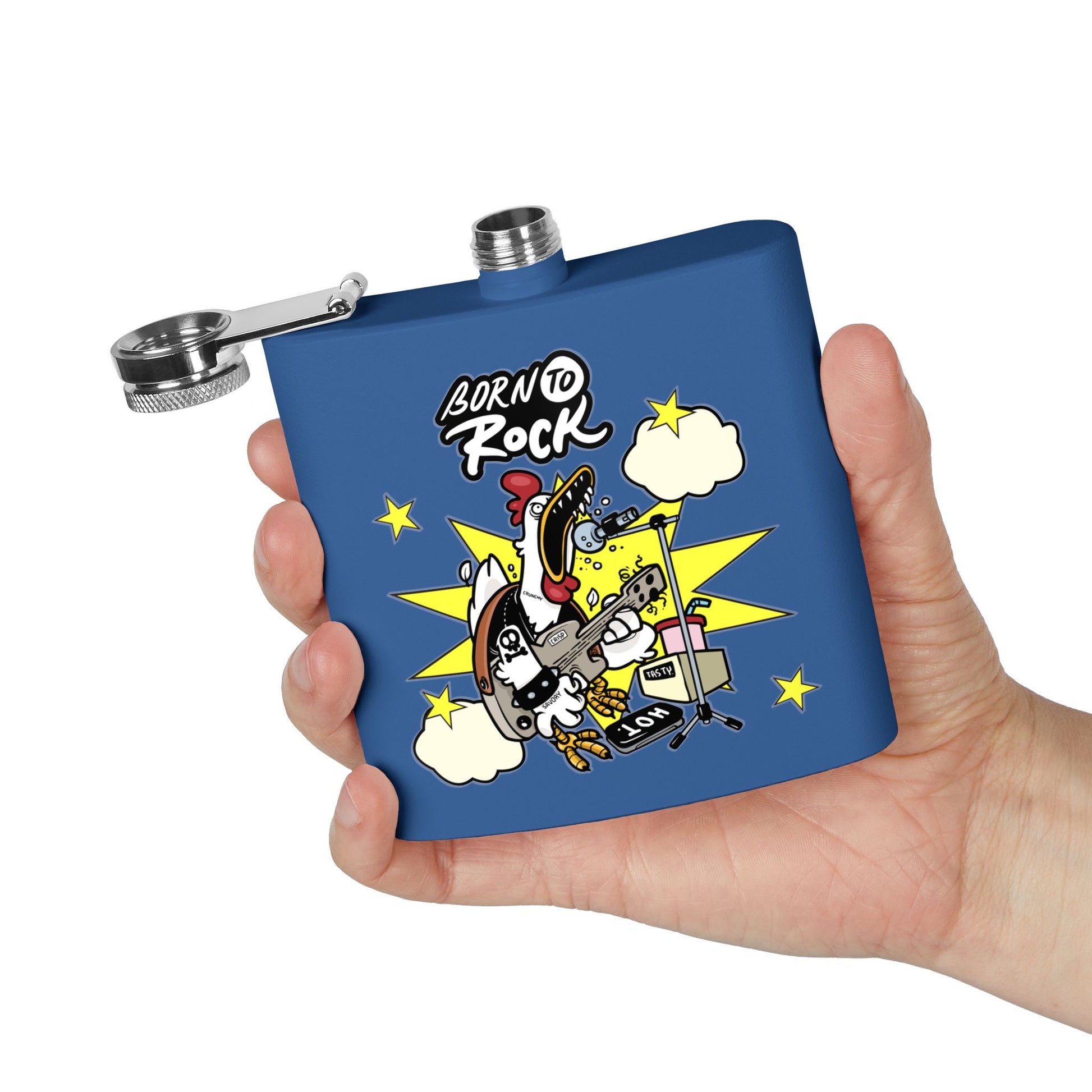 Edelstahl-Flachmann „Born to Rock“ – 170 ml Party-Accessoire zum Thema Musik
