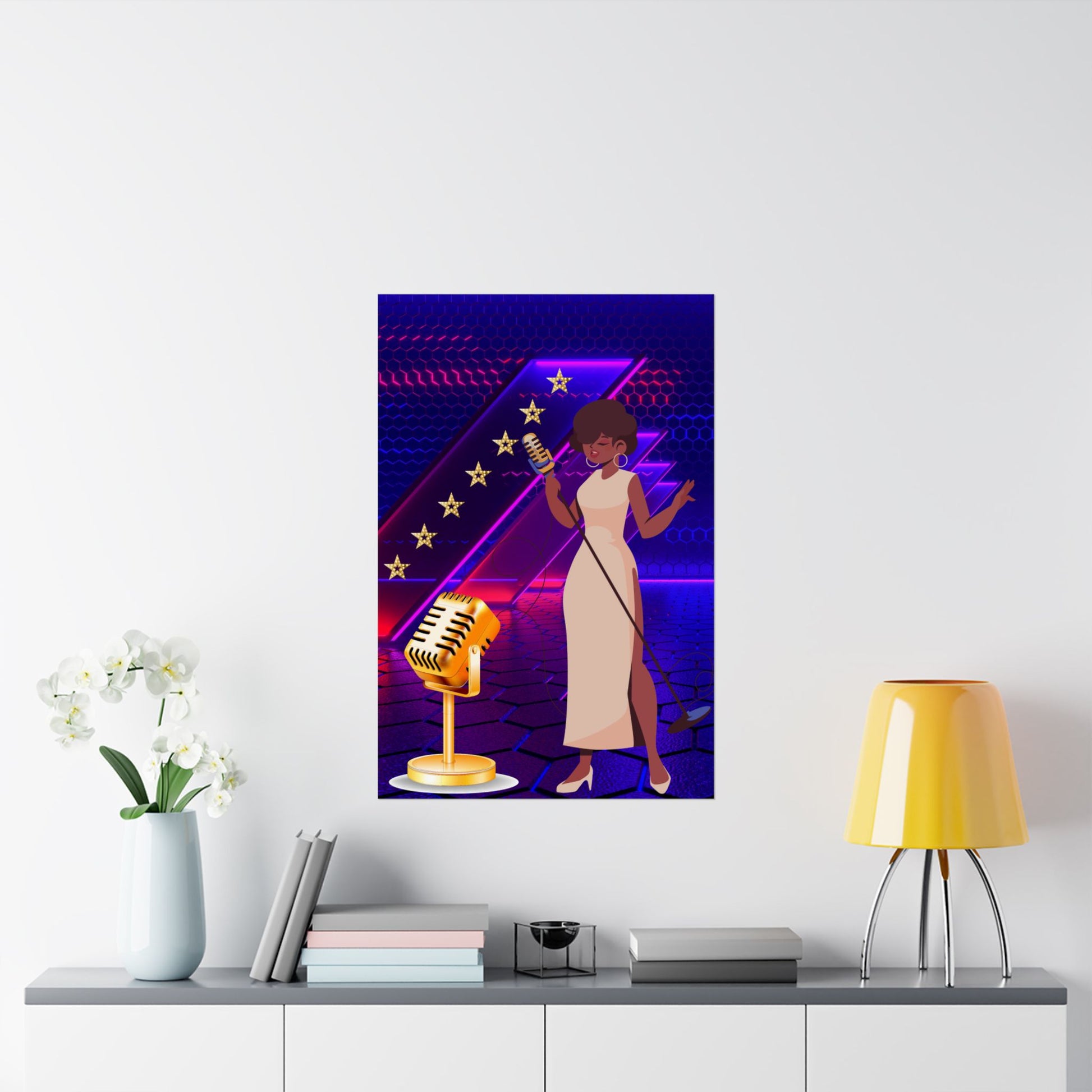Stylish Satin Poster, Vintage Music Decor, Wall Art for Music Lovers, Gifts for Singers, Retro Aesthetic Home Decor, Unique Art Print