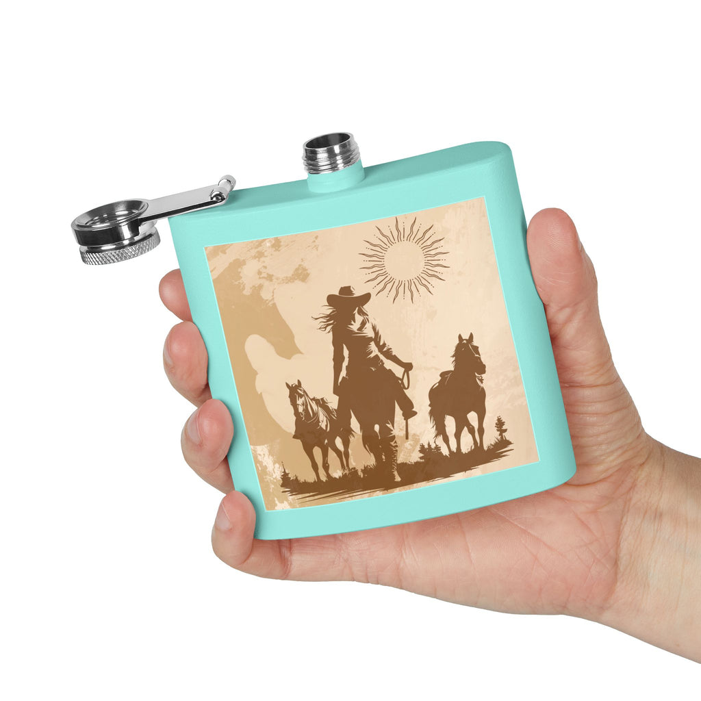 Western Cowboy Flask, Rustikale Geschenke für Männer, Cowboy Flask, personalisiertes Geschenk für Pferdeliebhaber, Cowboy Dekor, Abenteuerausrüstung