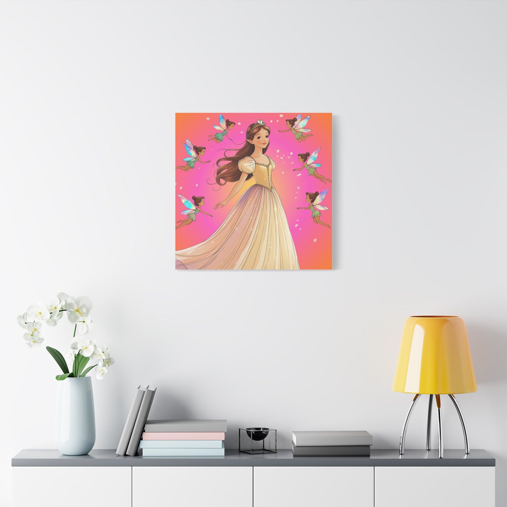 Leinwandbild „Prinzessin-Fee“, Zauberhafte Wanddekoration für Kinderzimmer, Zauberhafte Wohndekoration, Geschenk für Geburtstage und Feiern