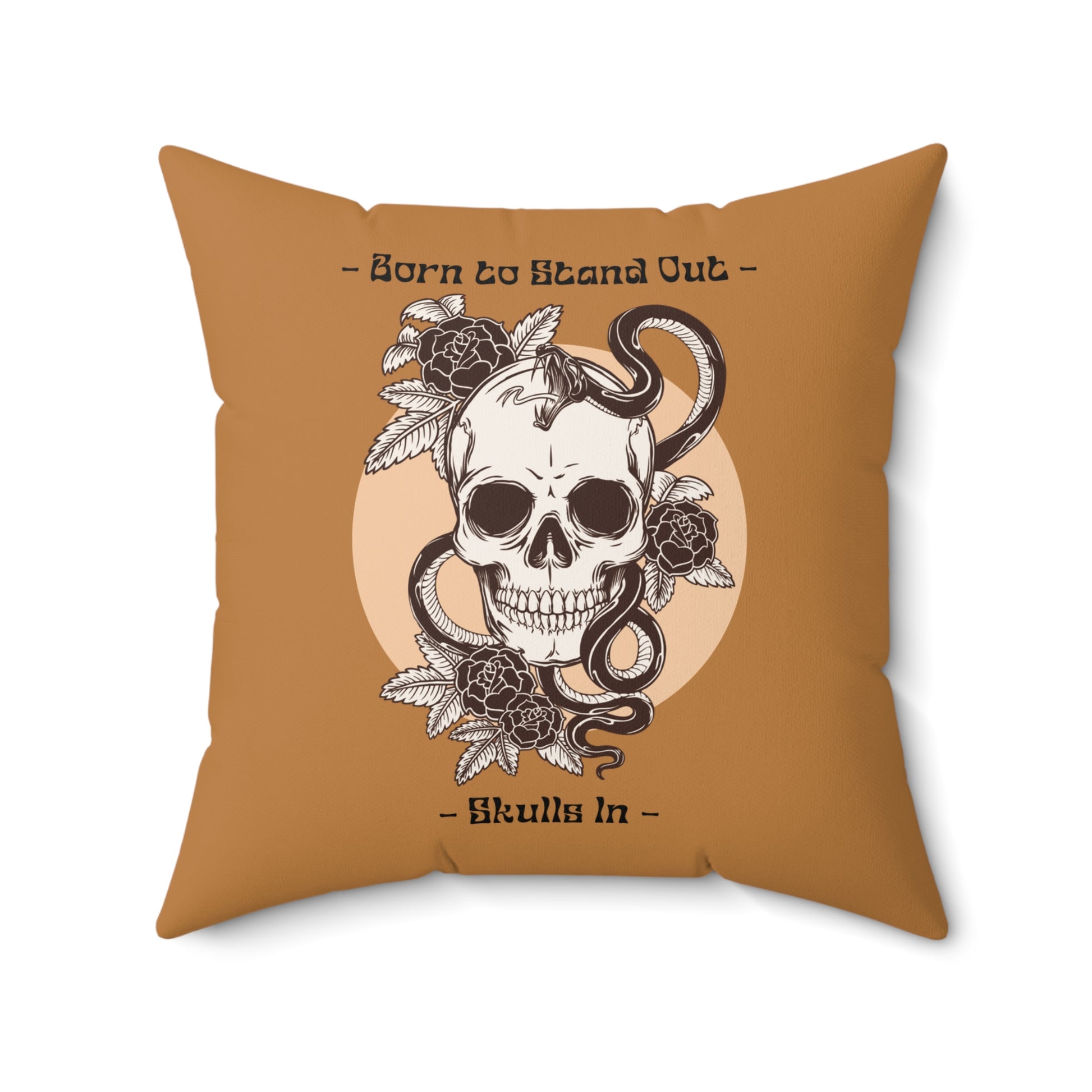 Skull and Snake Decorative Pillow | Born to Stand Out Accent | Gothic Home Decor, Unique Gift, Halloween, Statement Piece, Cushion