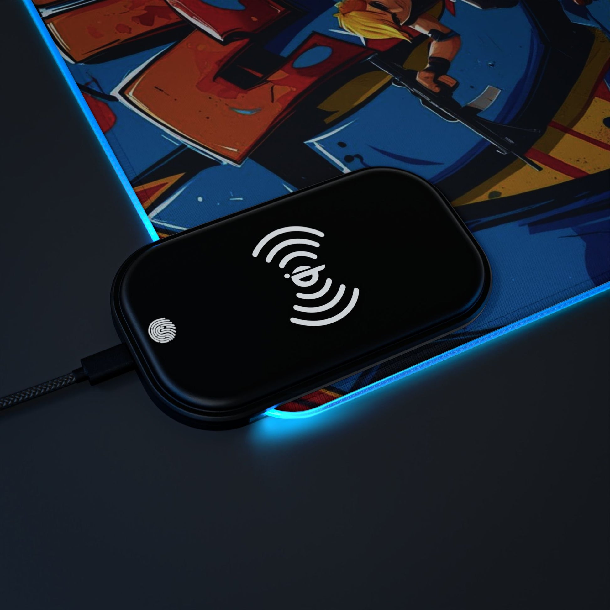 LED-Gaming-Mauspad mit kabellosem Laden – Buntes Gamer-Schreibtisch-Accessoire, PC-Gaming-Geschenk, RGB-Mauspad für Technikbegeisterte, Schreibtisch-Dekor
