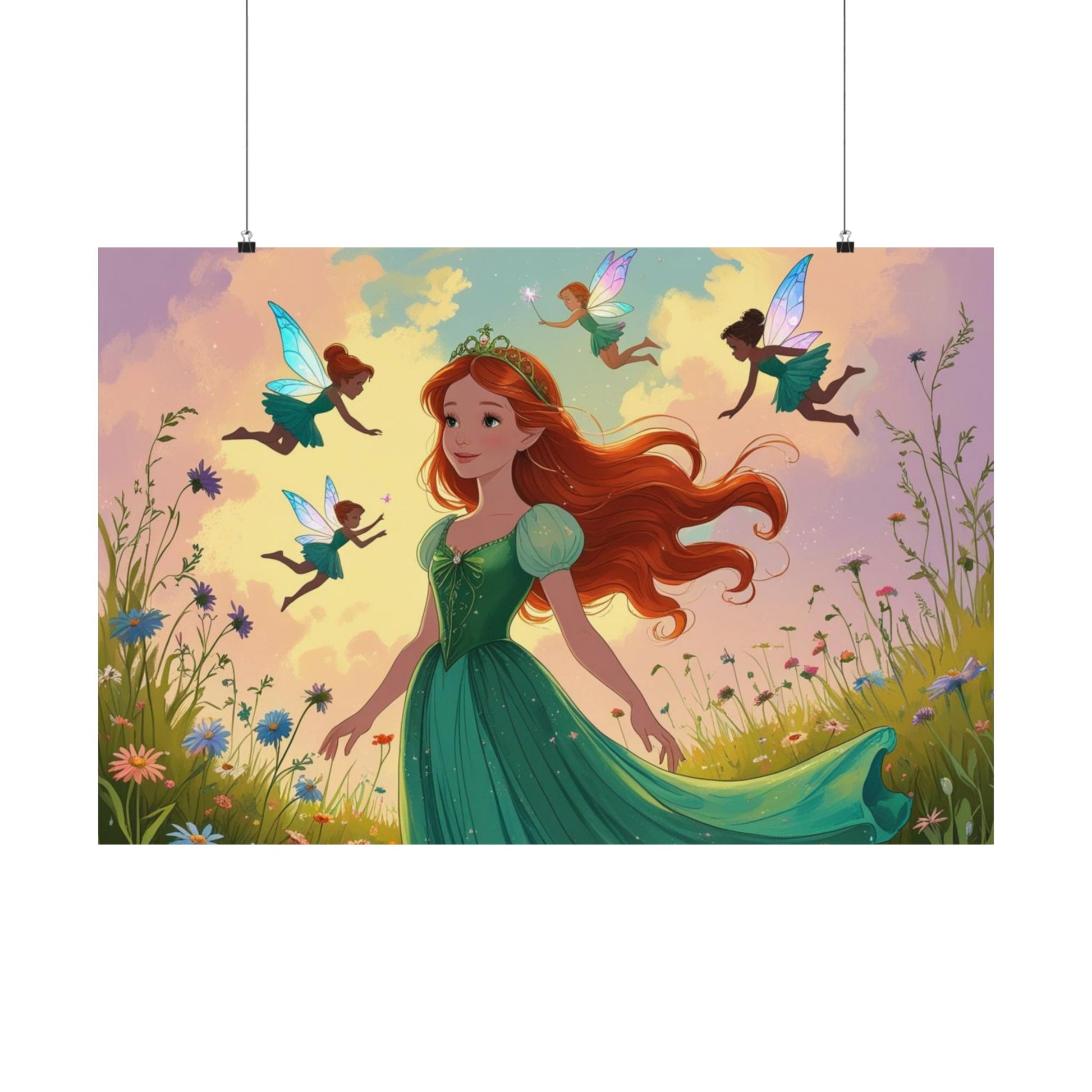 Märchen Satin Poster, Zauberhafte Wandkunst, Zauberhaftes Zimmerdekor, Perfekt für Kinderzimmer, Feen Thema Dekor, Geschenk zum Geburtstag