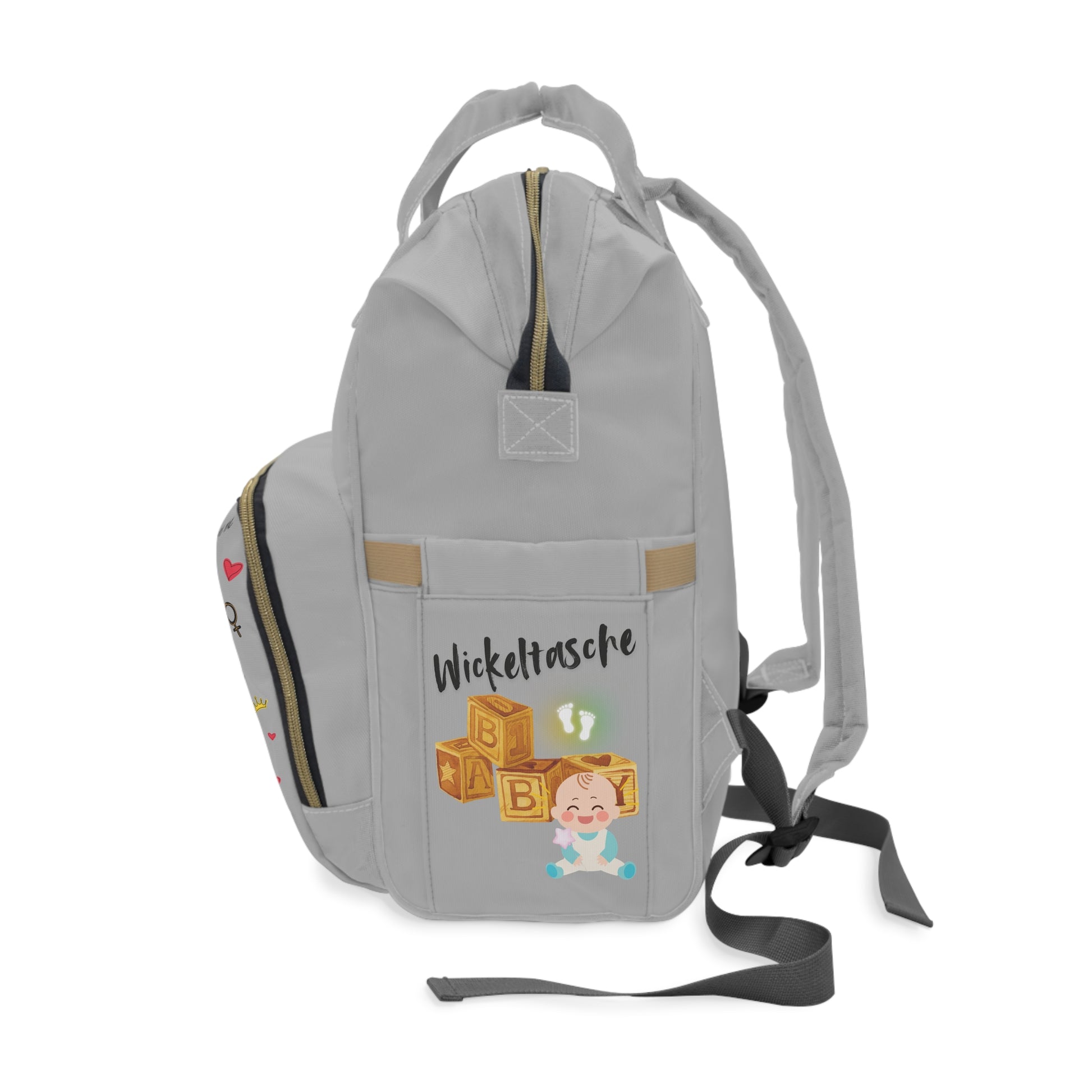 Süßer multifunktionaler Wickelrucksack für Eltern – „I Make Me Happy“-Design