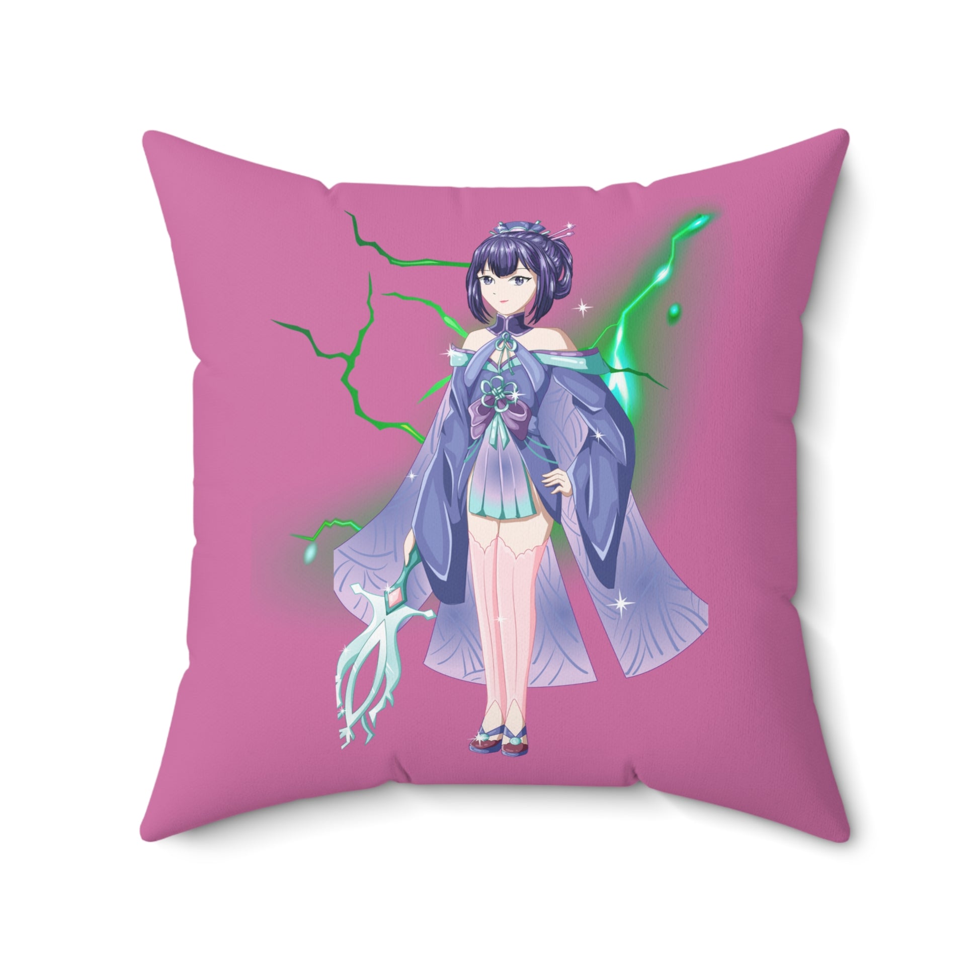 Anime-inspiriertes Dekokissen | Fantasy-Wohndekor, Geschenk für Gamer, Mädchenzimmer, Schlafzimmer-Akzent, gemütliches Kissen