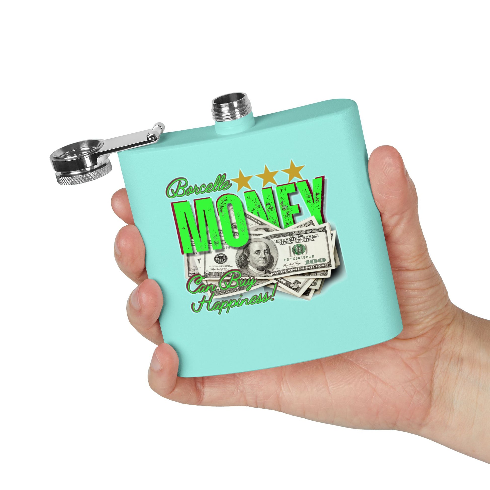 Edelstahlflasche – Design „Geld kann Glück kaufen“