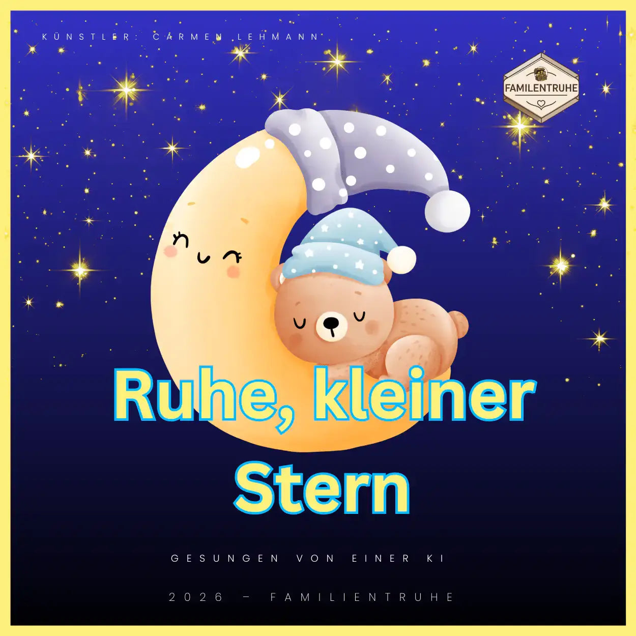 Wiegenlied mit süßem Bären und Mond, der Kinder zum Schlafen bringt - Ruhe kleiner Stern.