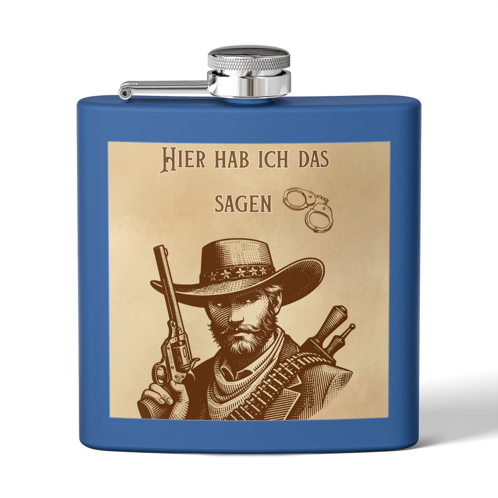 Western Cowboy Flask, Einzigartiges Bräutigam Geschenk, Rustikales Dekor, 6oz Edelstahl Flachmann, Cowboy Themen Barware, personalisierter Whisky Flask