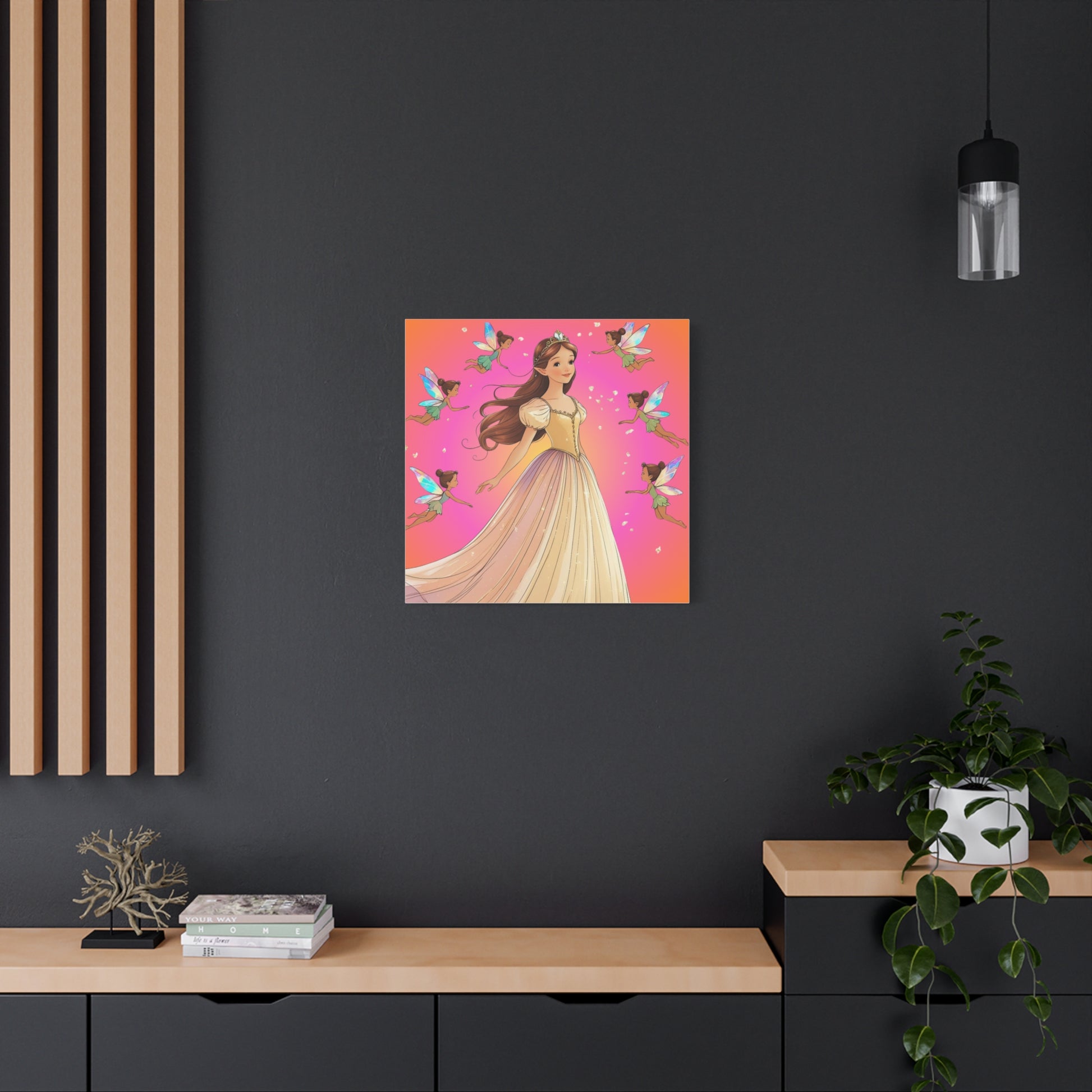 Leinwandbild „Prinzessin-Fee“, Zauberhafte Wanddekoration für Kinderzimmer, Zauberhafte Wohndekoration, Geschenk für Geburtstage und Feiern