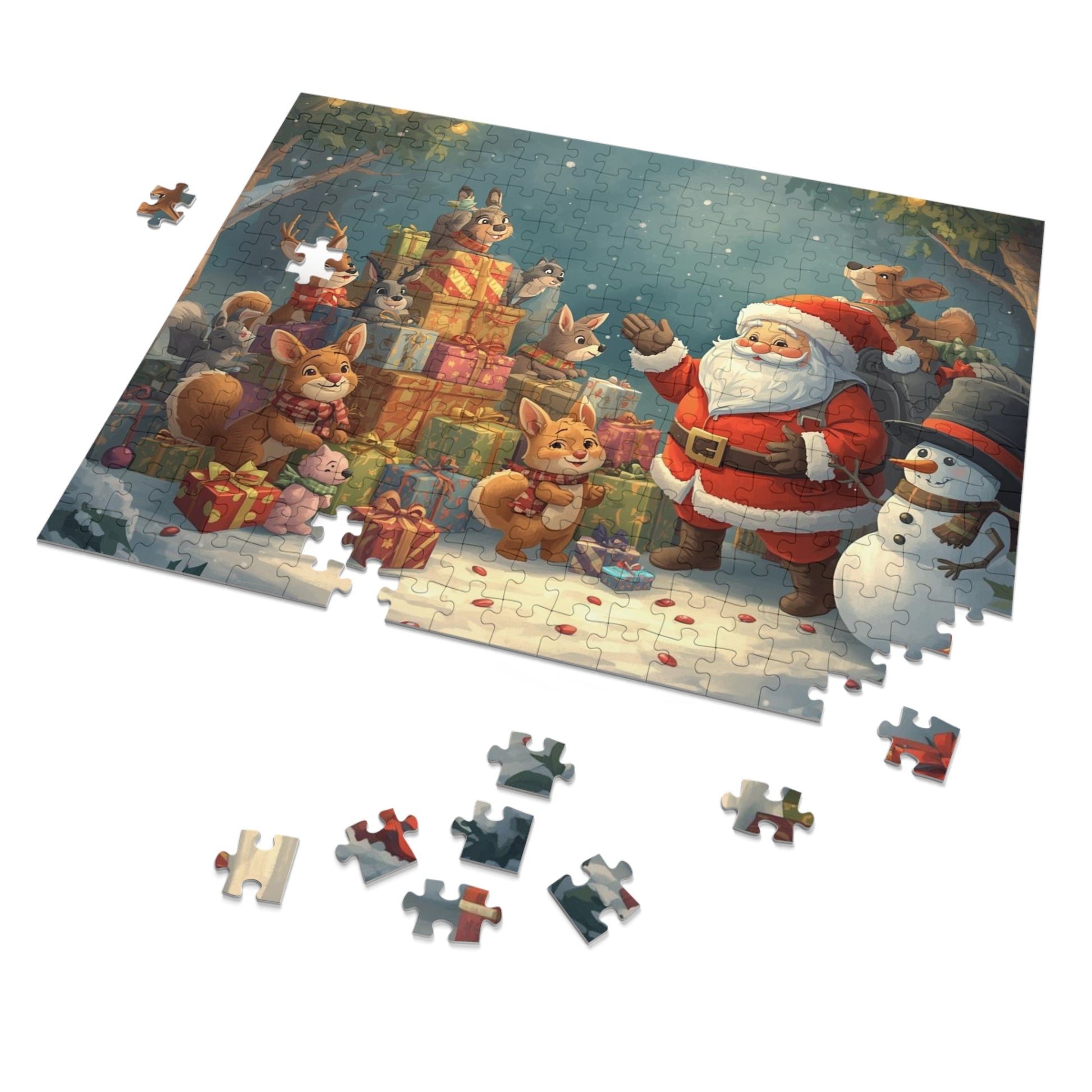 Weihnachtspuzzle-Set, Puzzle mit Weihnachtsmann, Weihnachts-Familienspiel, Festliches Geschenk, Winterwunderland-Dekor